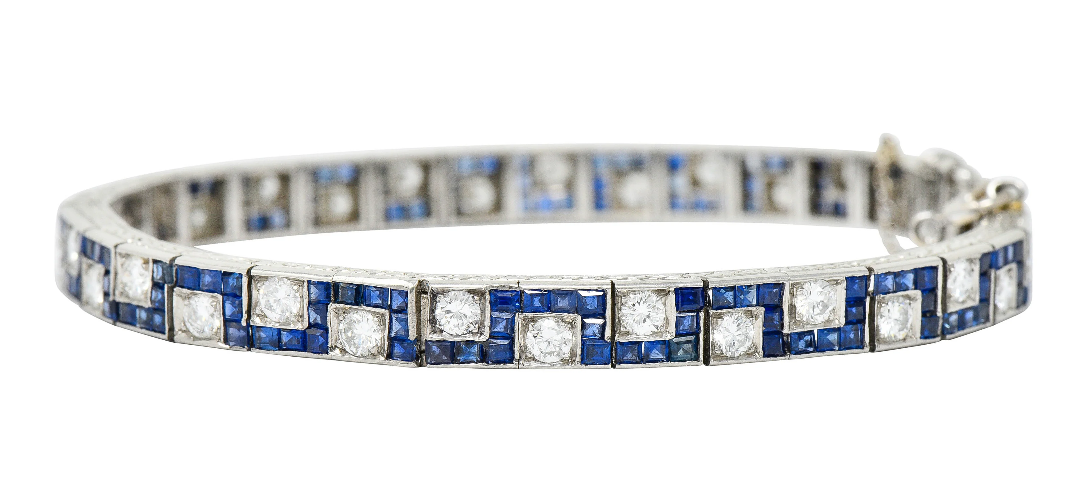 Oscar Heyman 8.45 CTW Sapphire Diamond Platinum Line Bracelet Circa 1950 - Image 12
