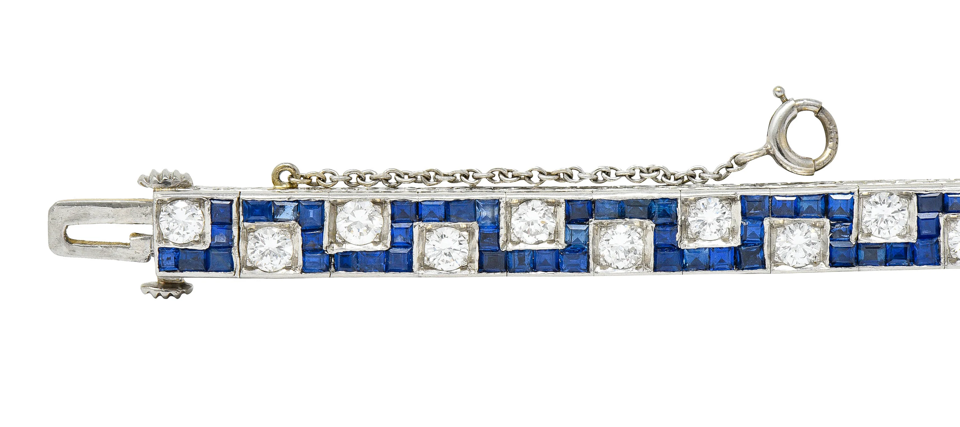 Oscar Heyman 8.45 CTW Sapphire Diamond Platinum Line Bracelet Circa 1950 - Image 5