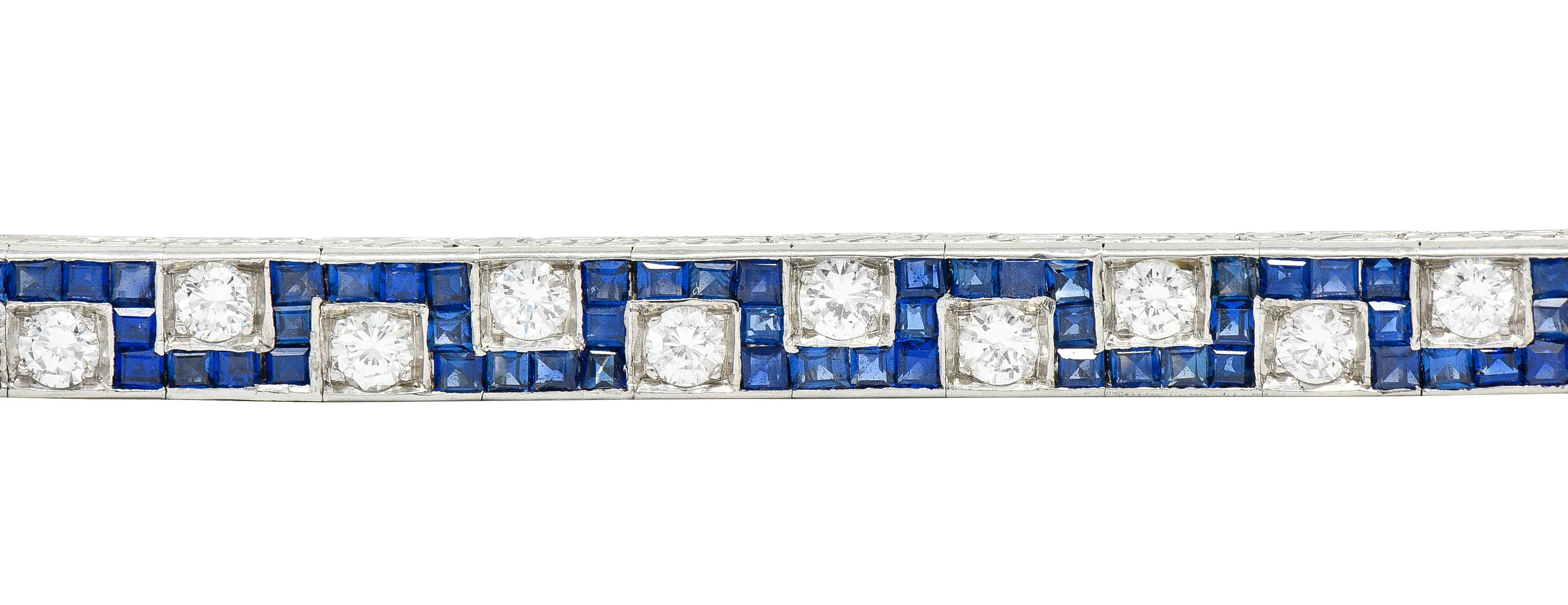 Oscar Heyman 8.45 CTW Sapphire Diamond Platinum Line Bracelet Circa 1950 - Image 6