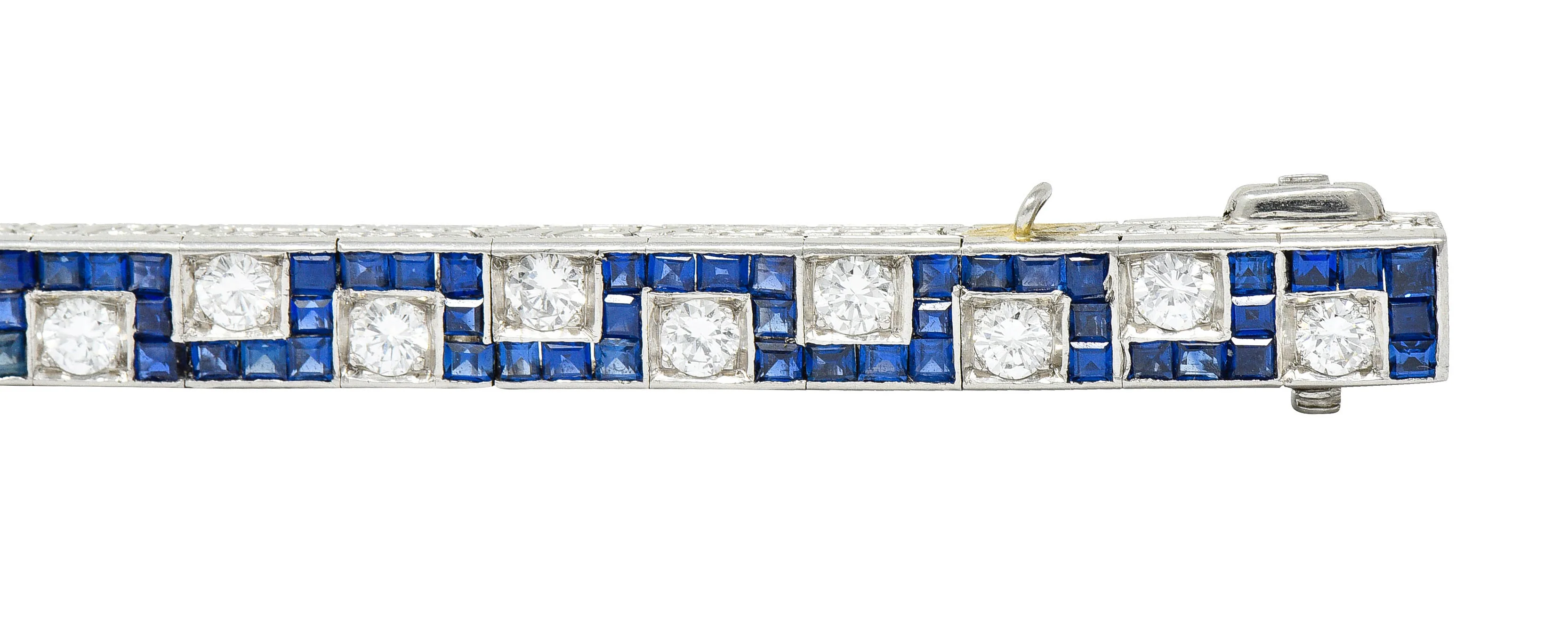 Oscar Heyman 8.45 CTW Sapphire Diamond Platinum Line Bracelet Circa 1950 - Image 7