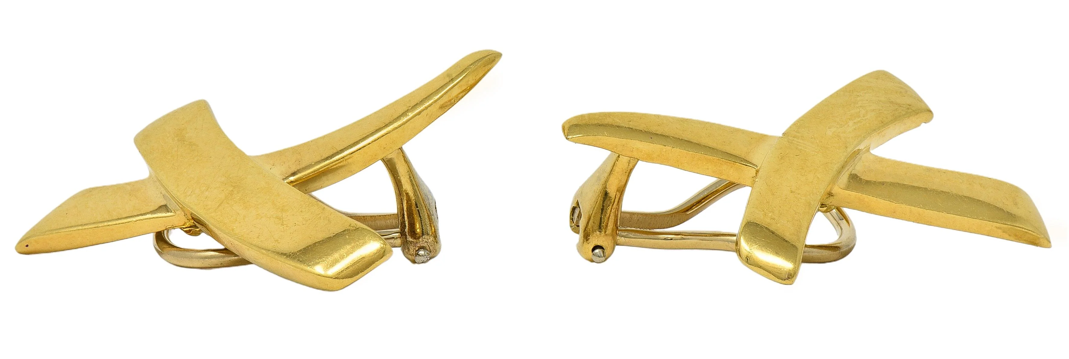 Paloma Picasso Tiffany & Co. 1983 18 Karat Yellow Gold X Graffiti Vintage Ear-Clip Earrings - Image 6