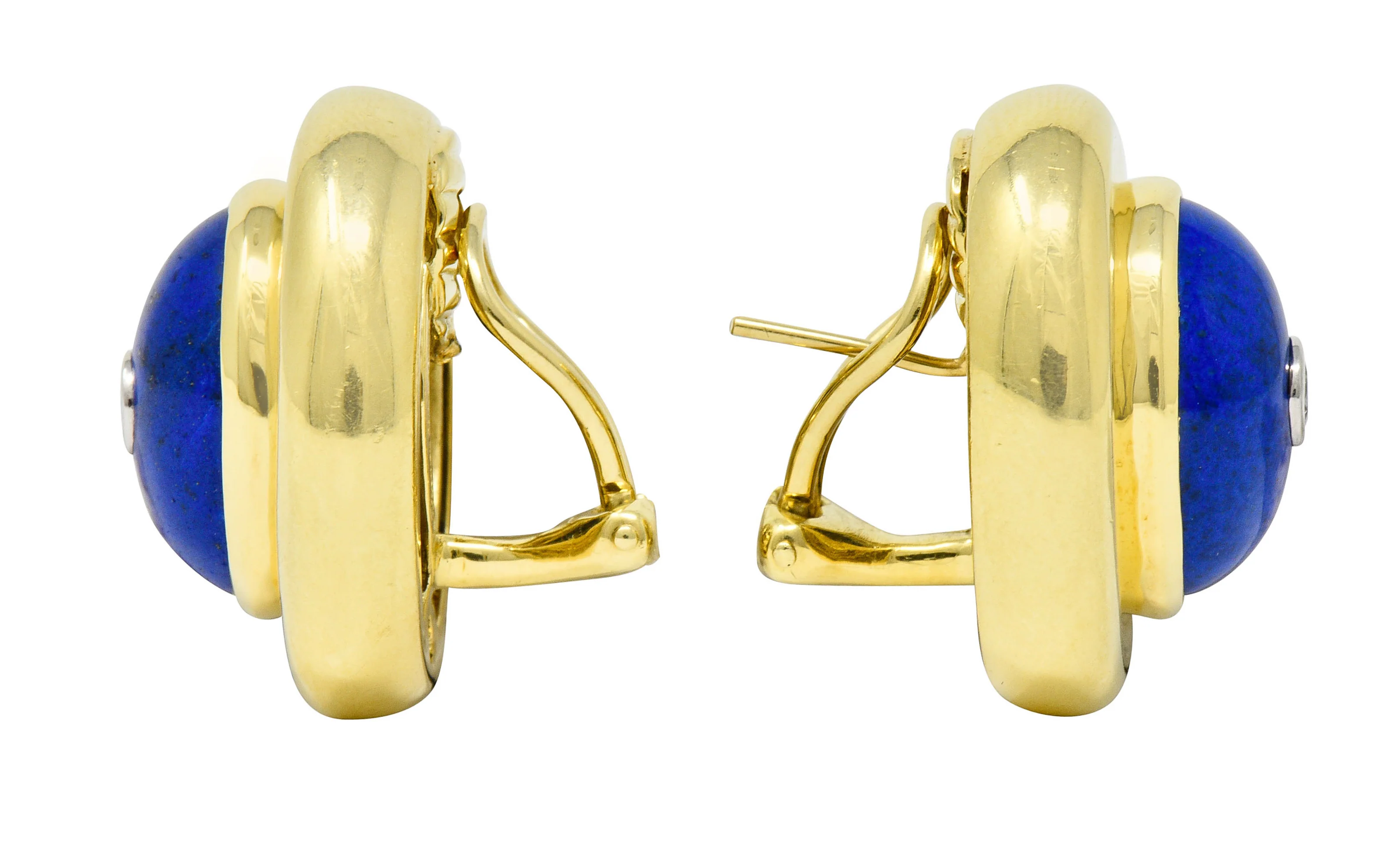 Paloma Picasso Tiffany & Co. Diamond Lapis 18 Karat Gold Earrings - Image 3