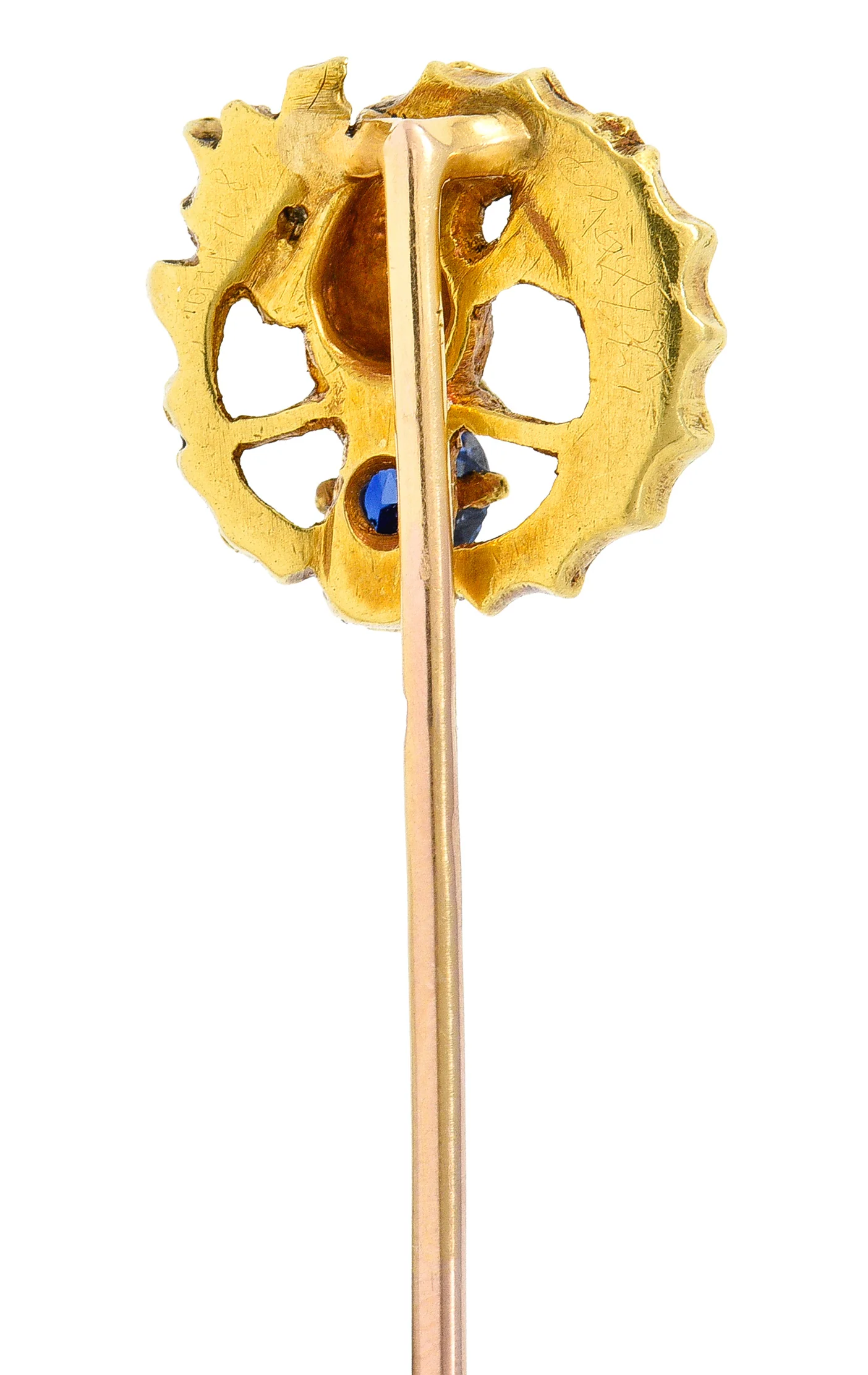 Plisson & Hartz French Art Nouveau Sapphire 18 Karat Yellow Gold Serpent Antique Stickpin - Image 3