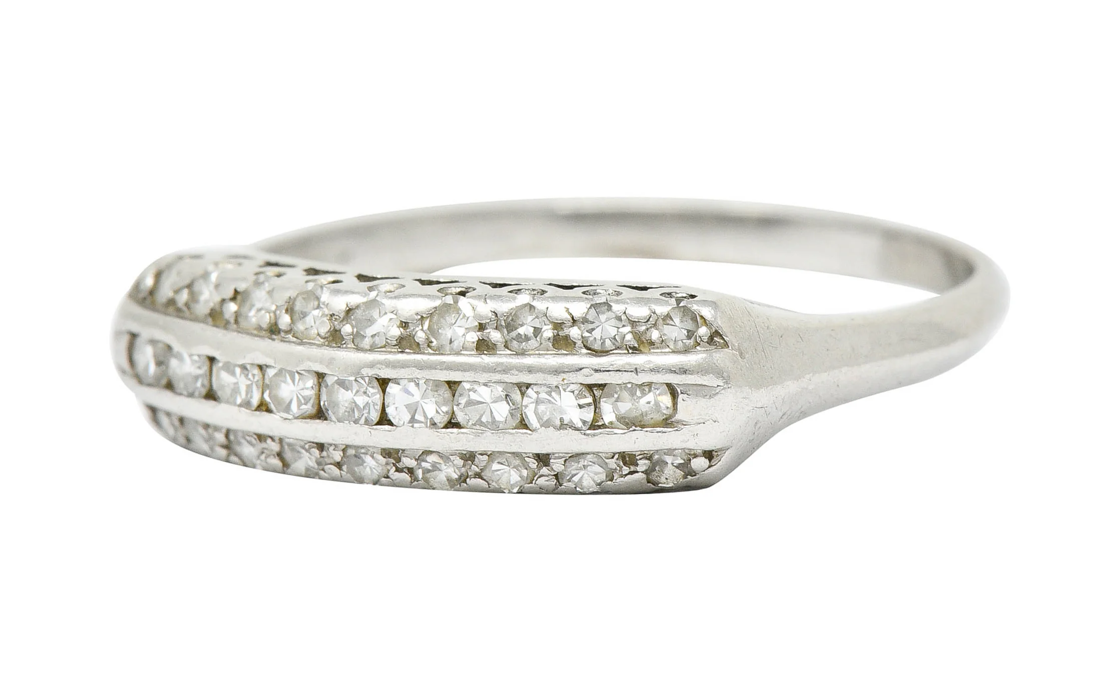 Retro 0.45 CTW Diamond Platinum Fishtail Band Ring - Image 6