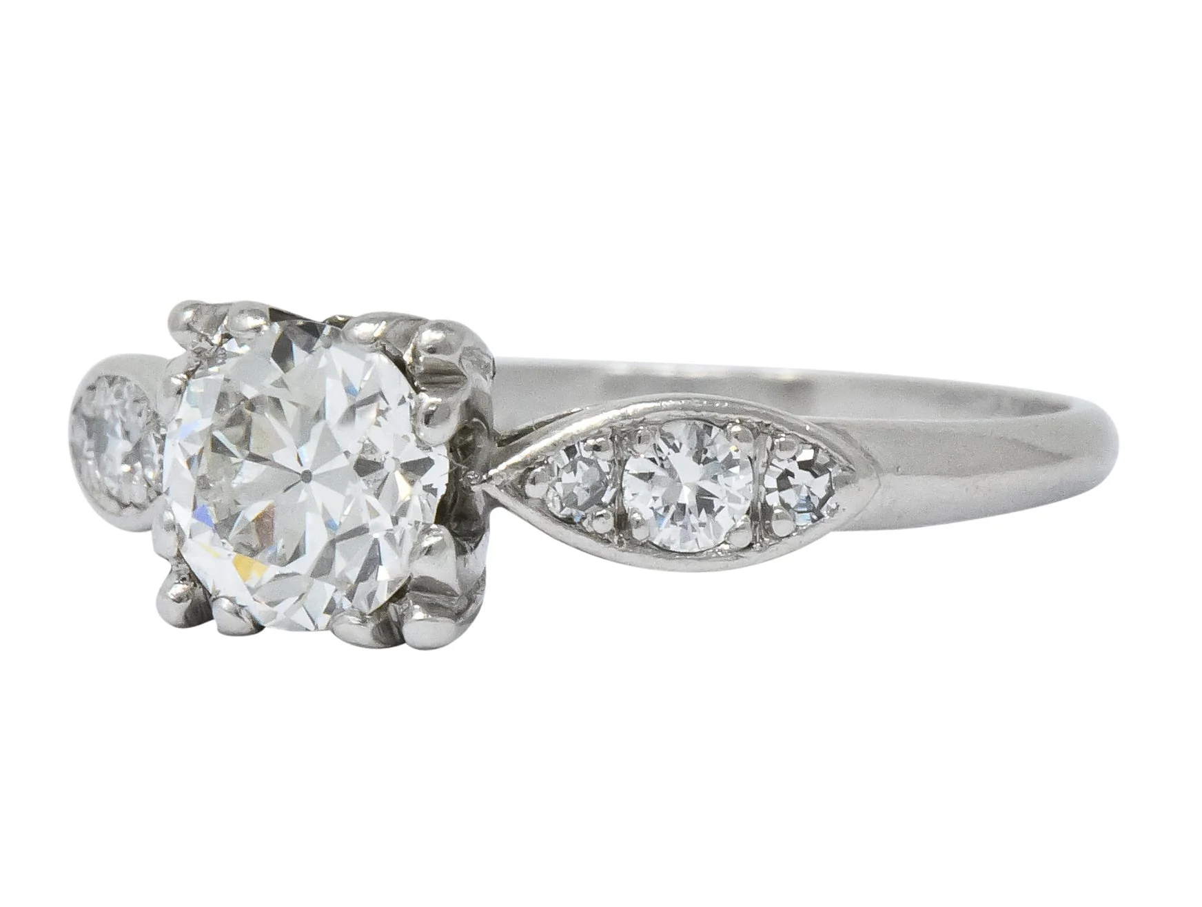 Retro 0.90 CTW Old European Cut Diamond Platinum Engagement Ring - Image 6