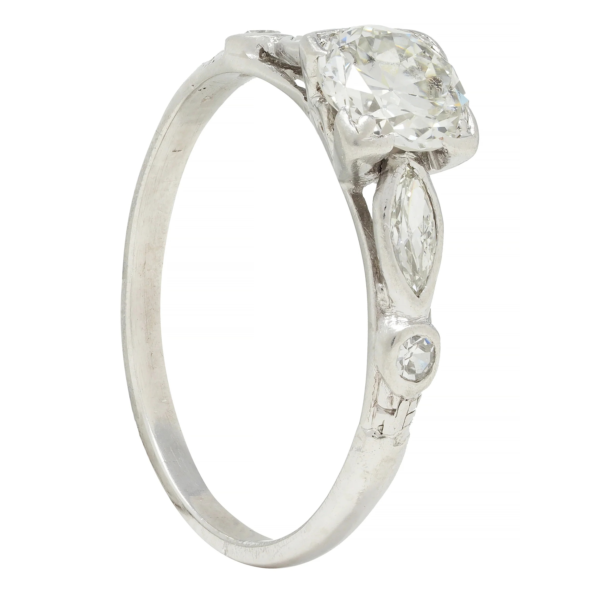 Retro 1.18 CTW Old European Diamond Platinum Vintage Engagement Ring - Image 11