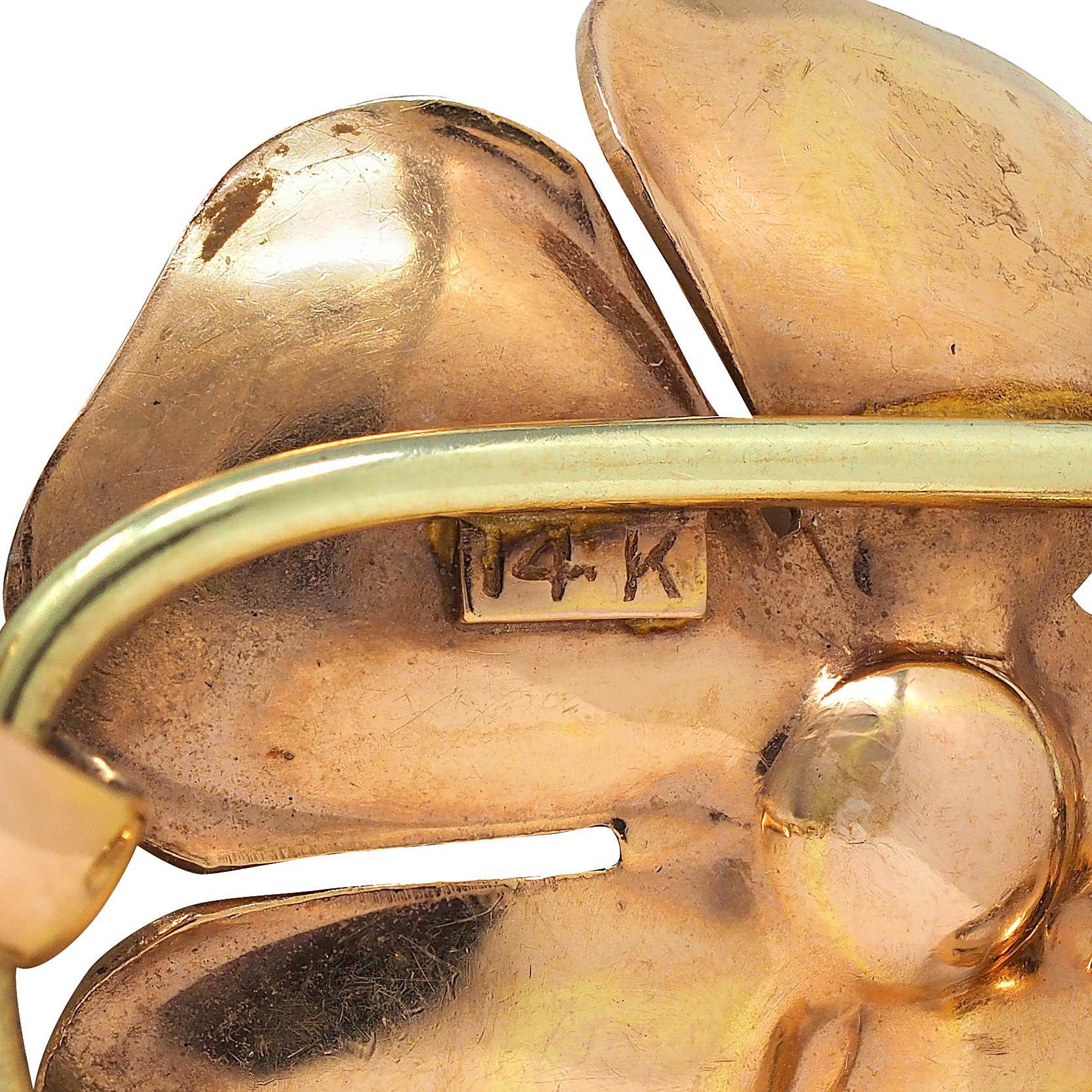 Retro 14 Karat Two-Tone Gold Vintage Floral Link Chain Bracelet - Image 5
