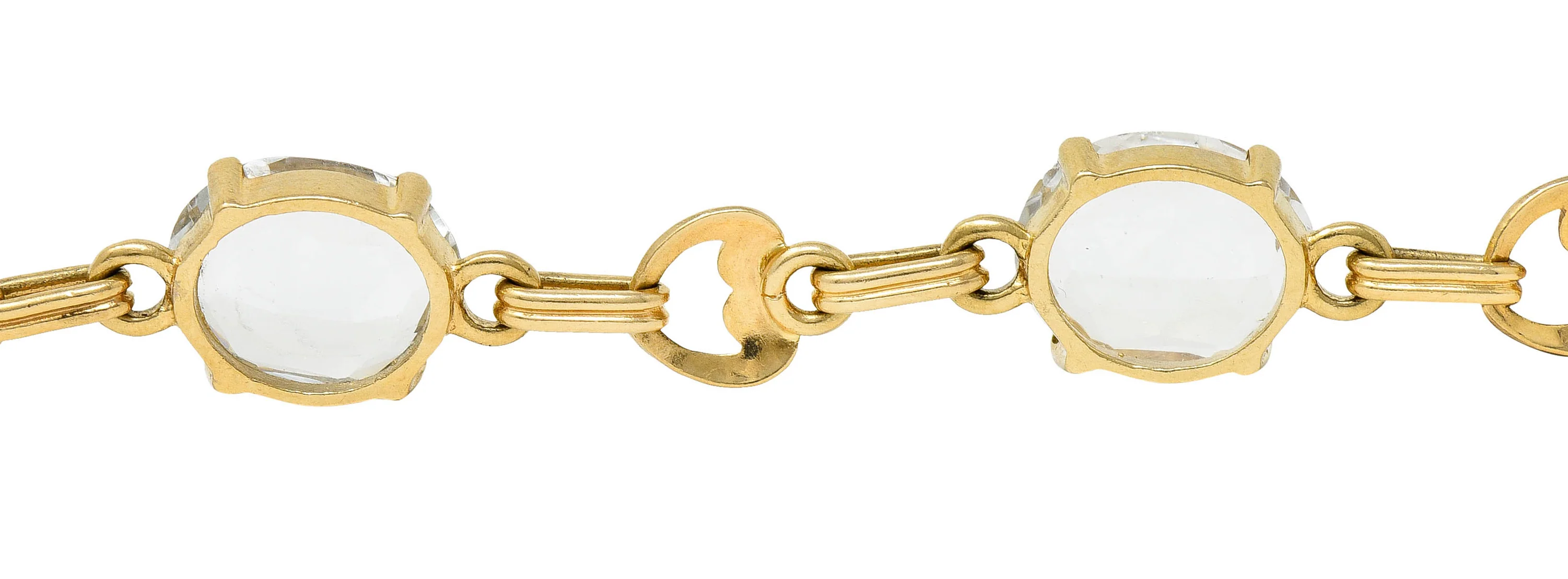 Retro 20.00 CTW Aquamarine 14 Karat Gold Heart Link Bracelet - Image 6