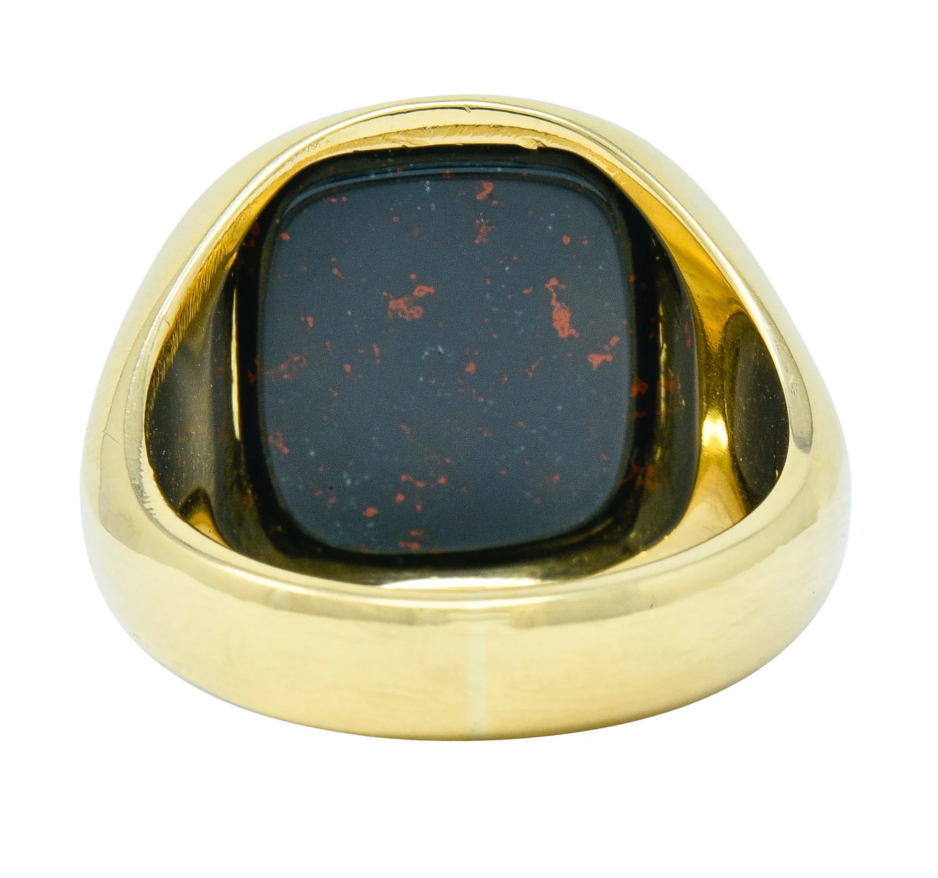 Retro Bloodstone Intaglio 18 Karat Gold Men's Signet Ring - Image 4