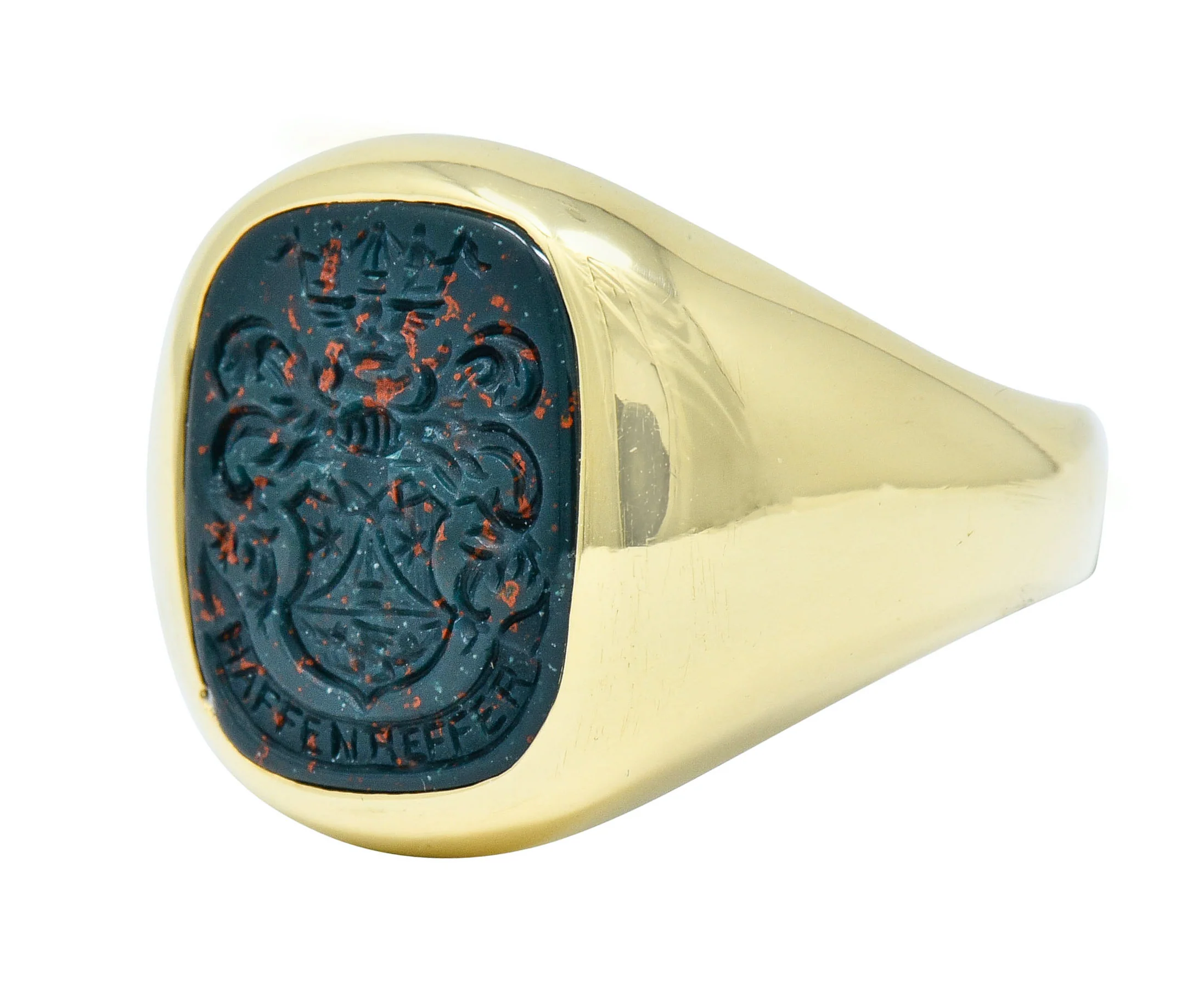 Retro Bloodstone Intaglio 18 Karat Gold Men's Signet Ring - Image 6