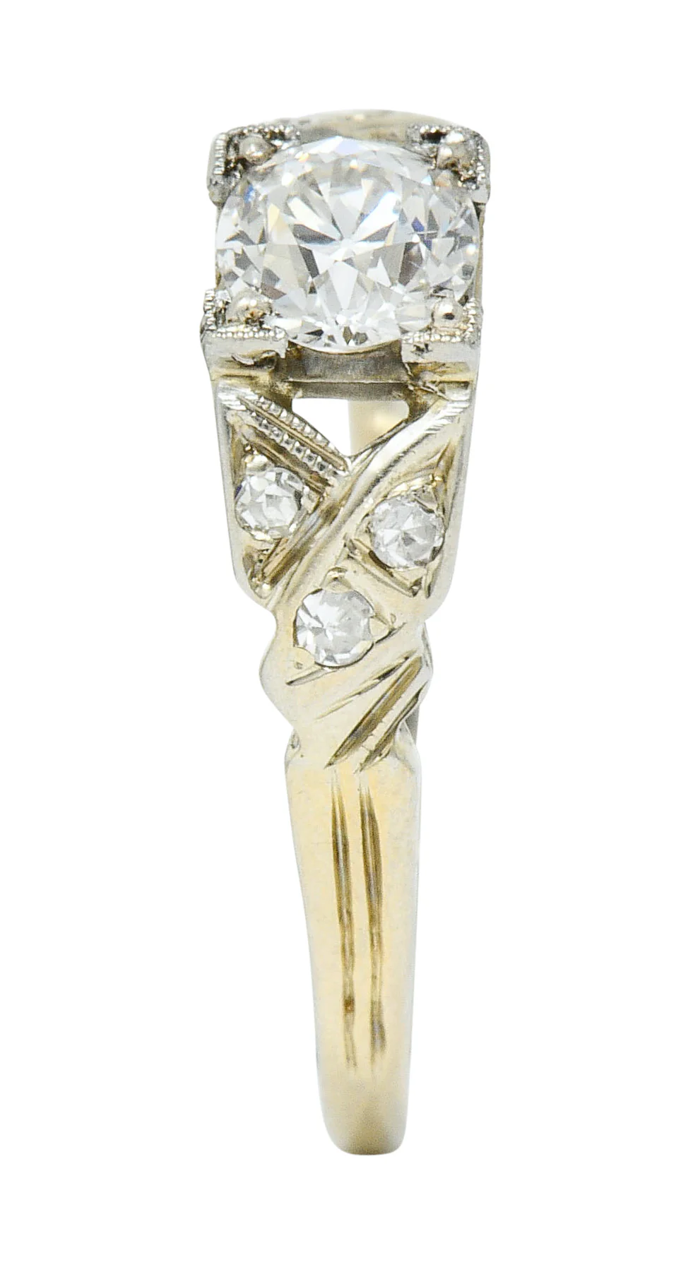 Retro Diamond 18 Karat White Gold Engagement Ring - Image 9