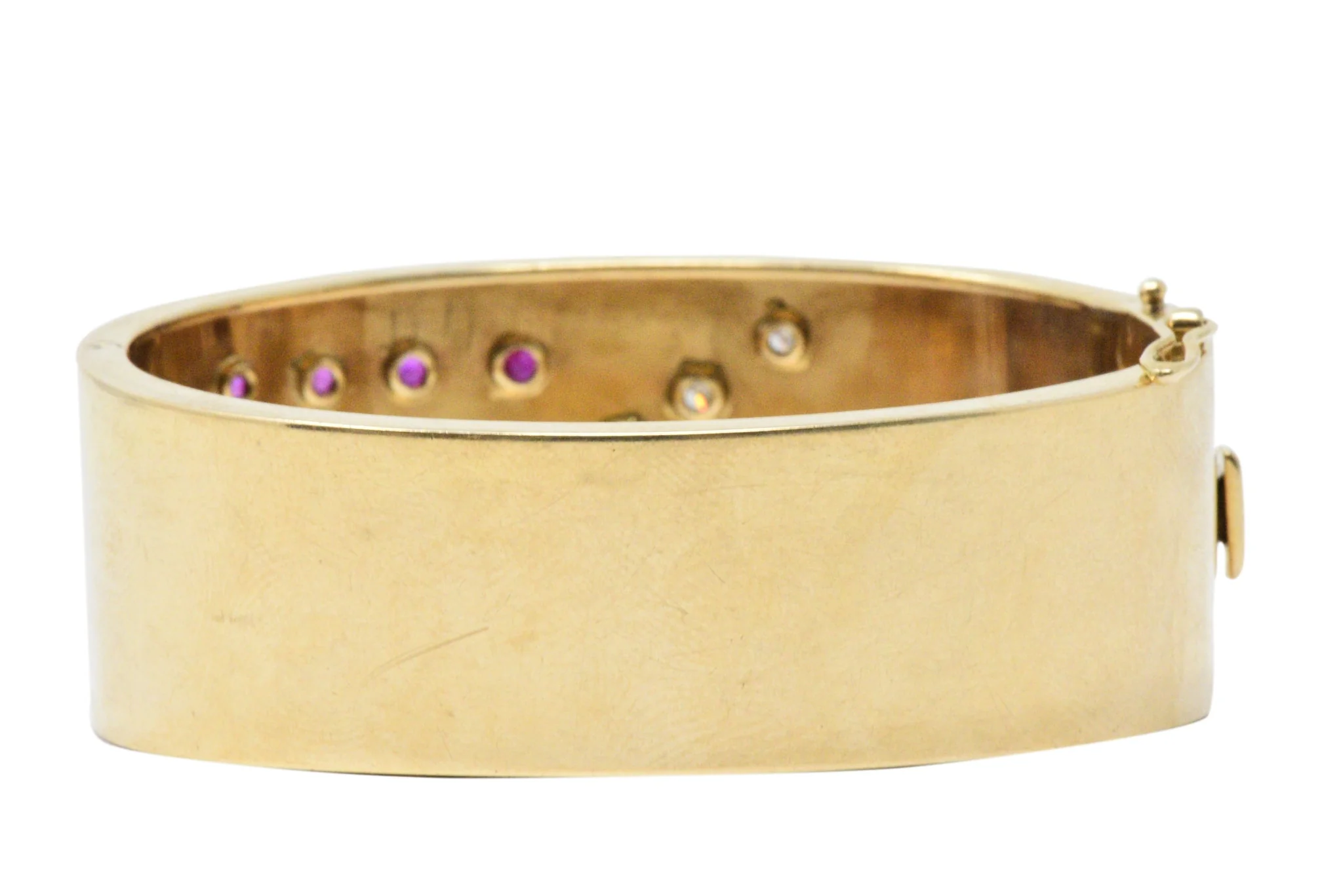 Retro Tiffany & Co. 0.75 CTW Diamond, Ruby & 14K Gold Bangle Bracelet - Image 5