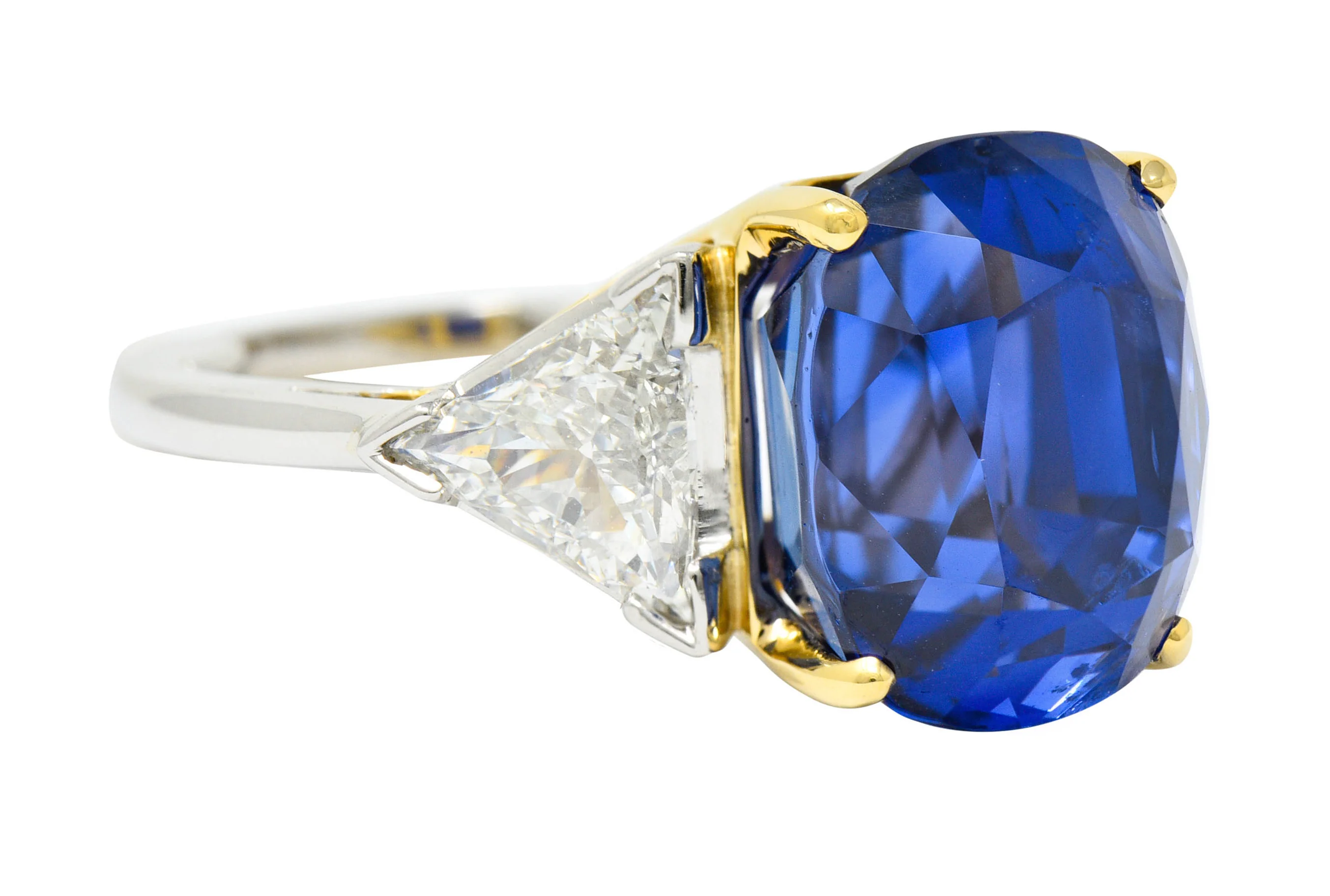 Royal Blue 22.66 CTW No Heat Ceylon Sapphire Diamond Platinum 18 Karat Gold Ring Gubelin GIA - Image 4