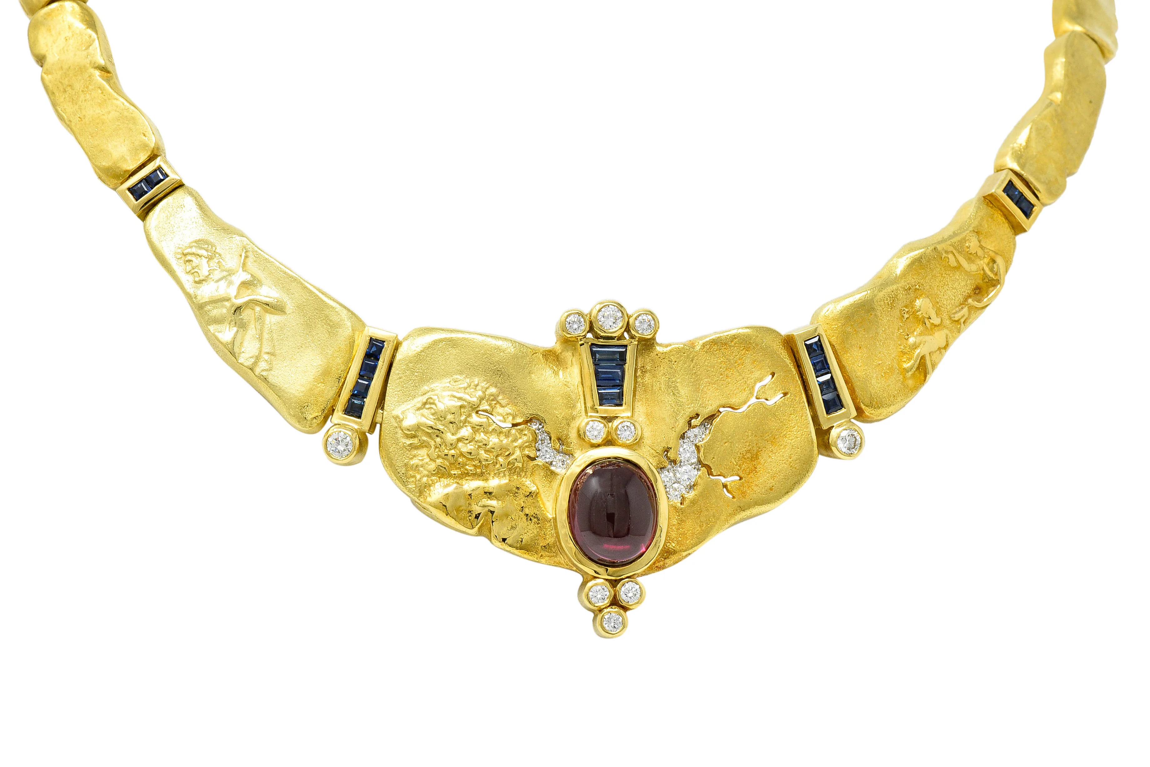 SeidenGang Sapphire Diamond Garnet 18 Karat Gold Odyssey Collar Necklace - Image 11