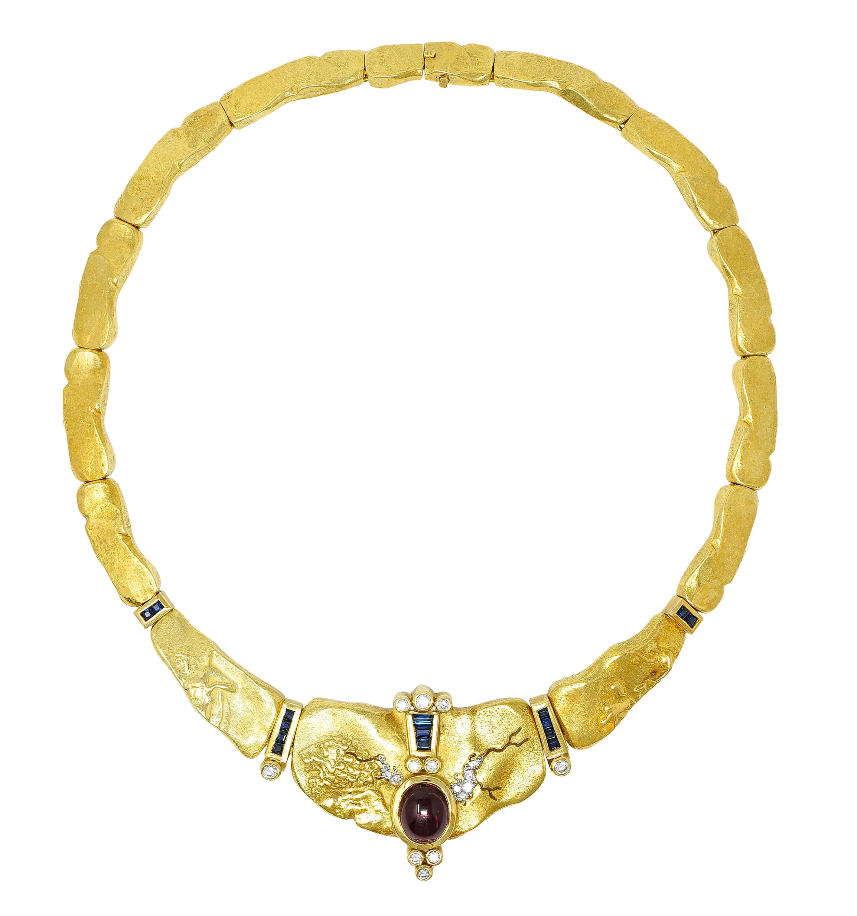 SeidenGang Sapphire Diamond Garnet 18 Karat Gold Odyssey Collar Necklace - Image 12