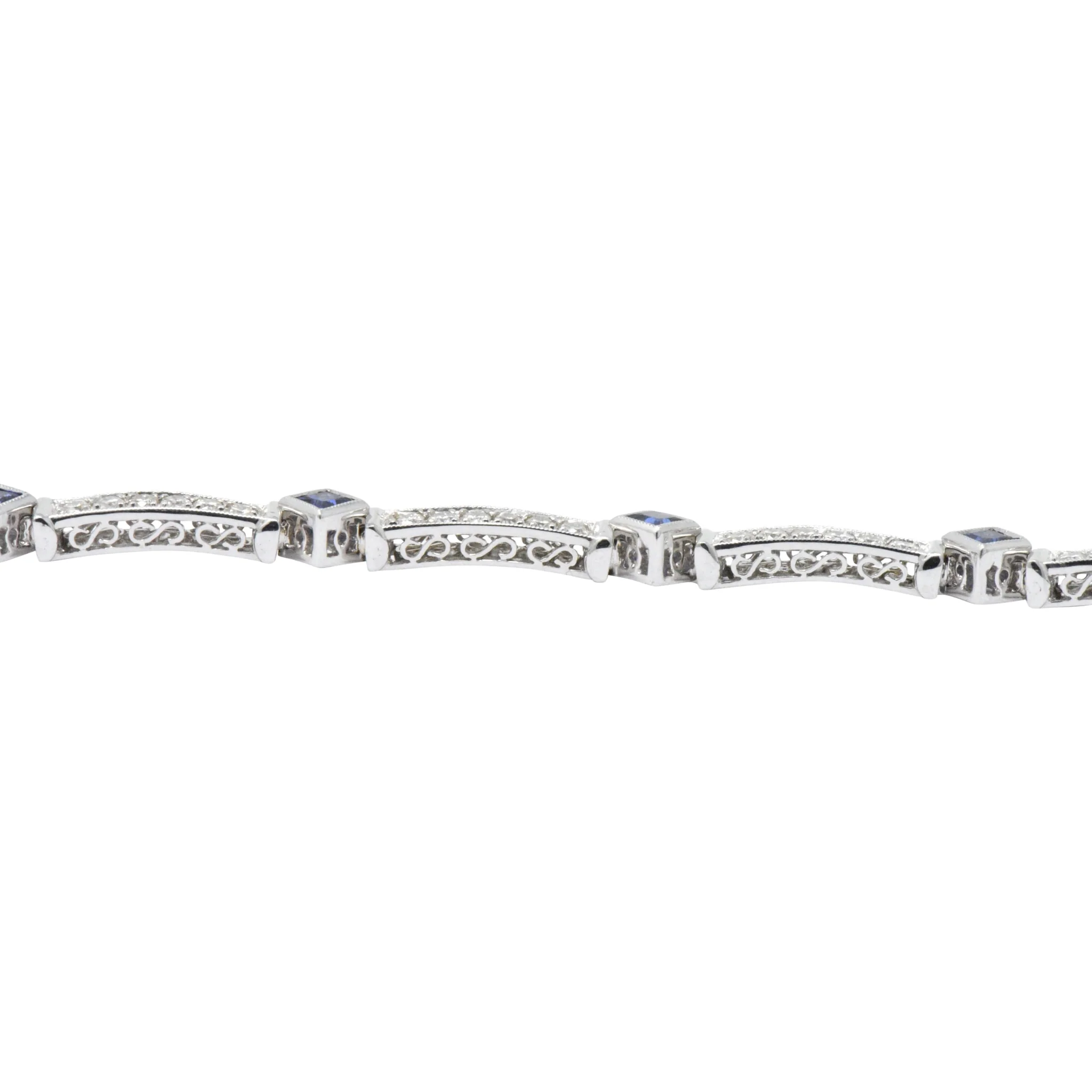 Simon G. 2.51 CTW Diamond Sapphire 18 Karat White Gold Line Bracelet - Image 7