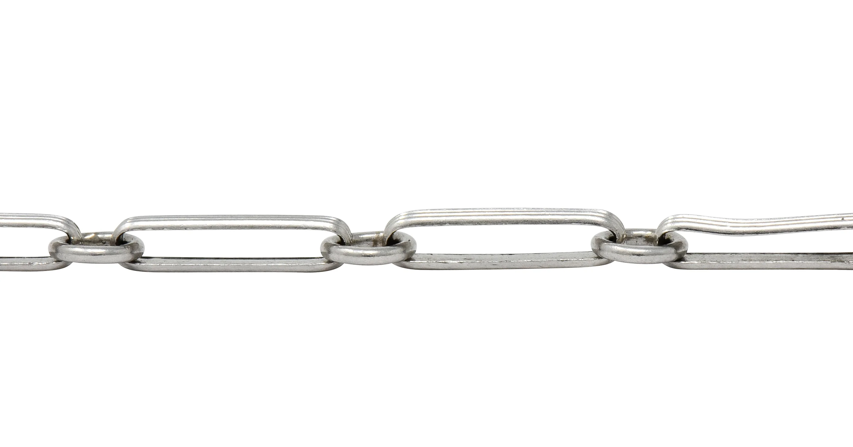 Sleek Art Deco Platinum Bar Link Charm Bracelet - Image 7