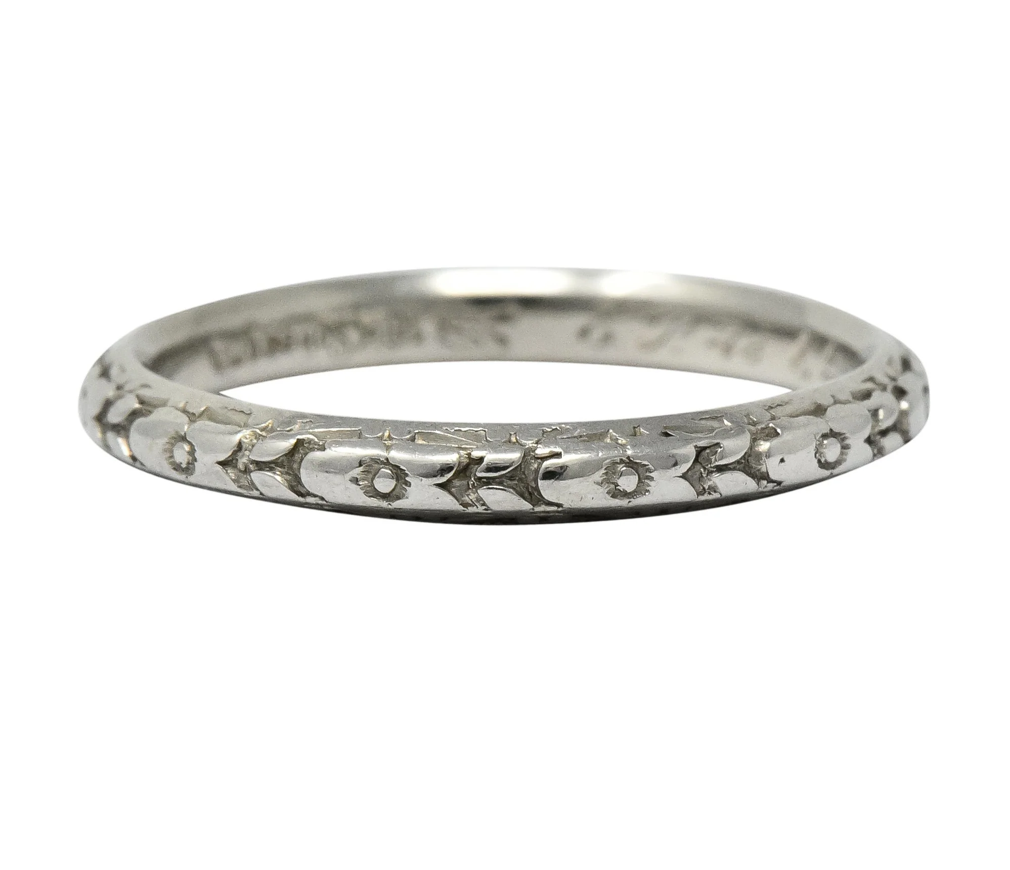 Sohengrin 1931 Art Deco 18 Karat White Gold Orange Blossom Band Stack Ring - Image 2