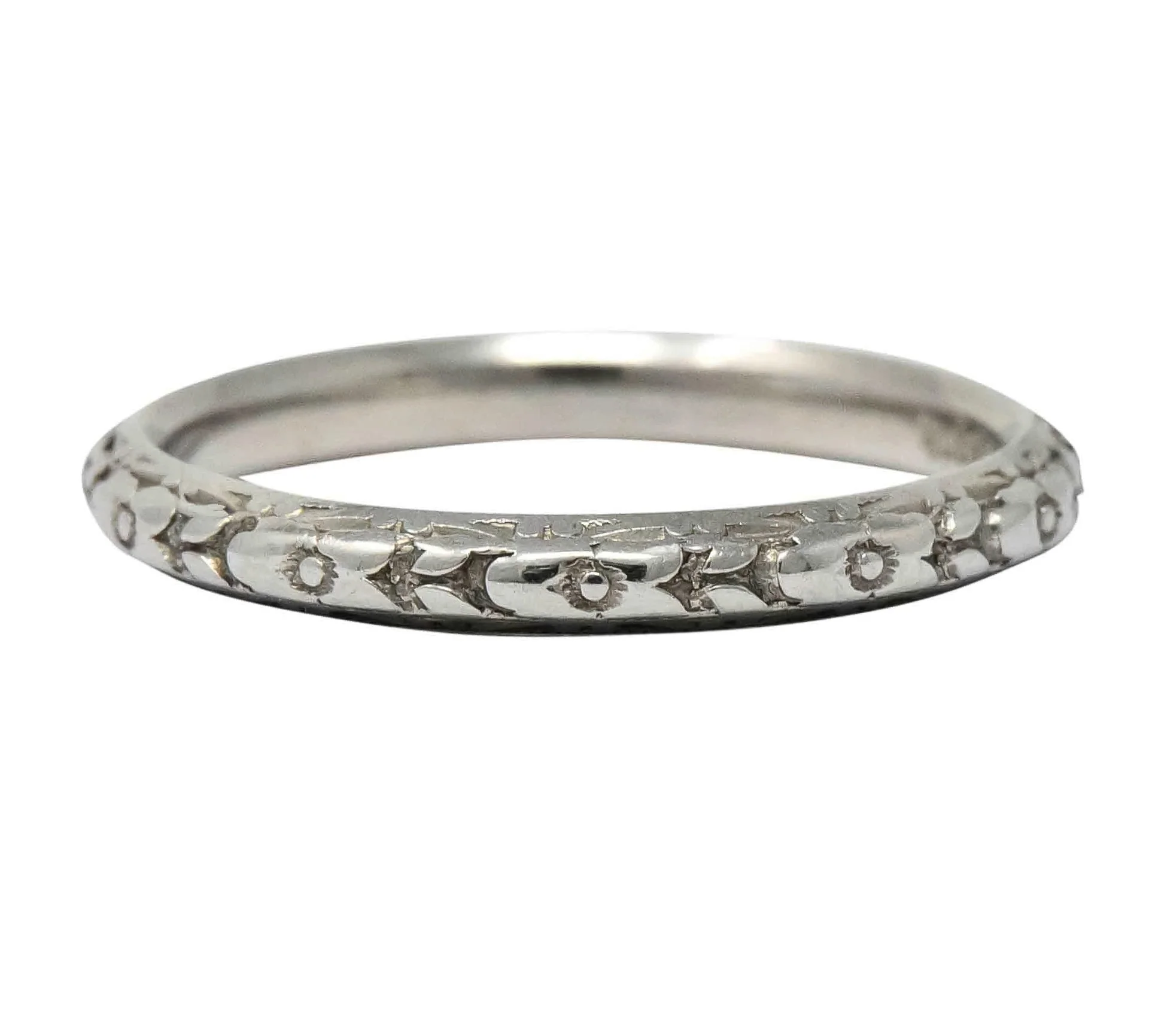 Sohengrin 1931 Art Deco 18 Karat White Gold Orange Blossom Band Stack Ring - Image 3