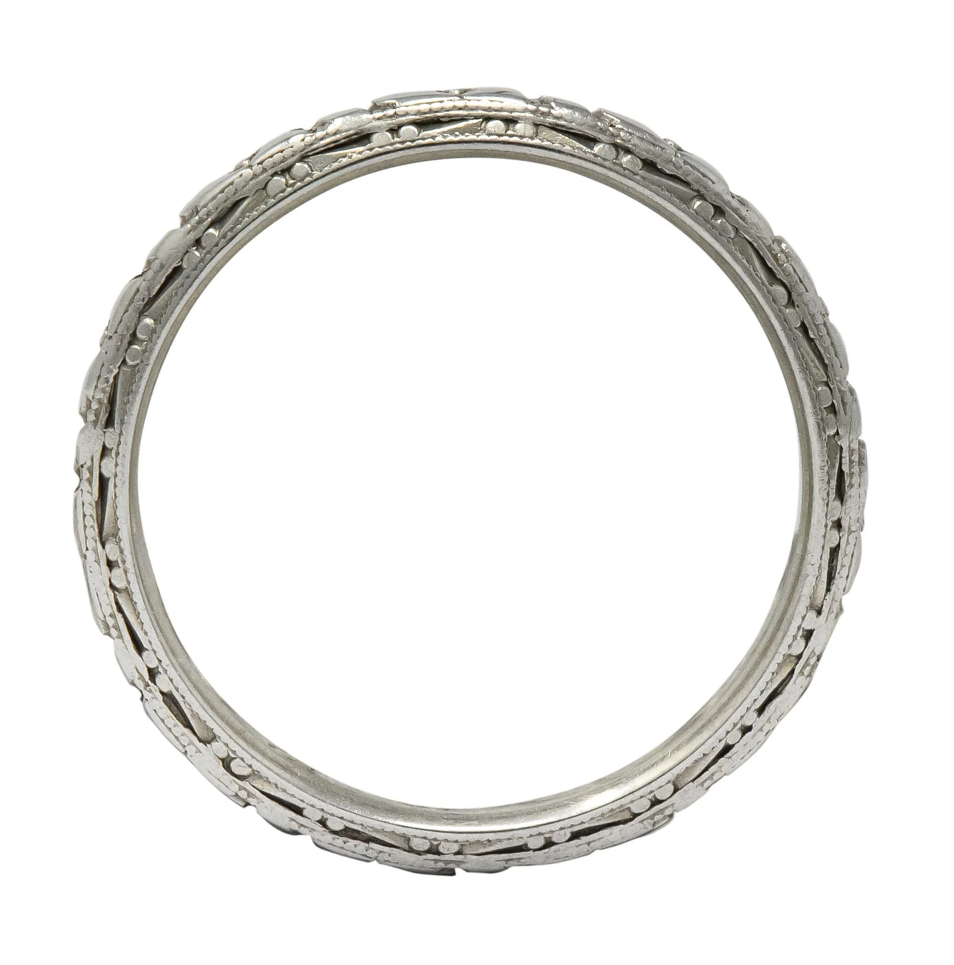 Sohengrin 1931 Art Deco 18 Karat White Gold Orange Blossom Band Stack Ring - Image 4