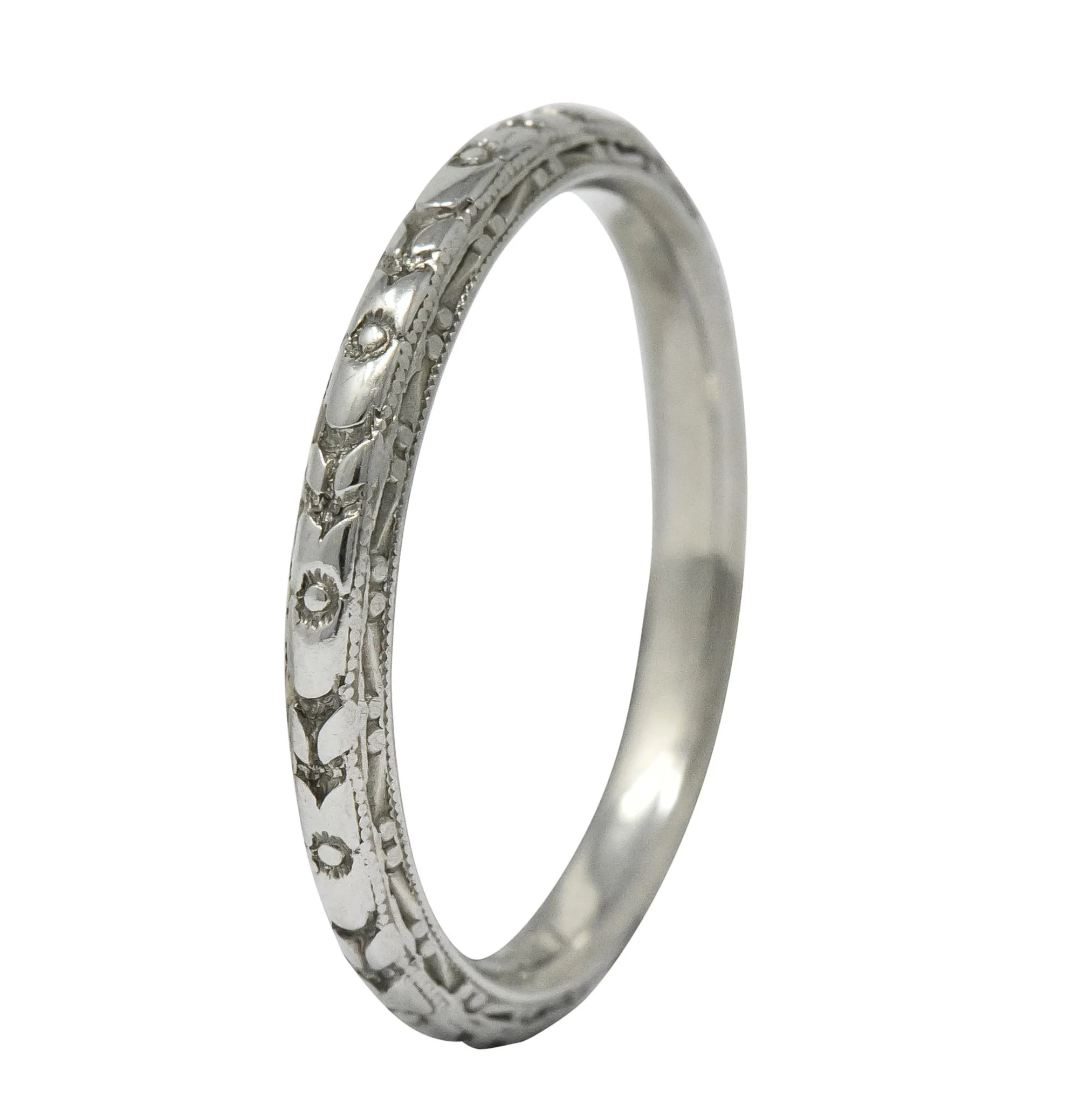 Sohengrin 1931 Art Deco 18 Karat White Gold Orange Blossom Band Stack Ring - Image 5