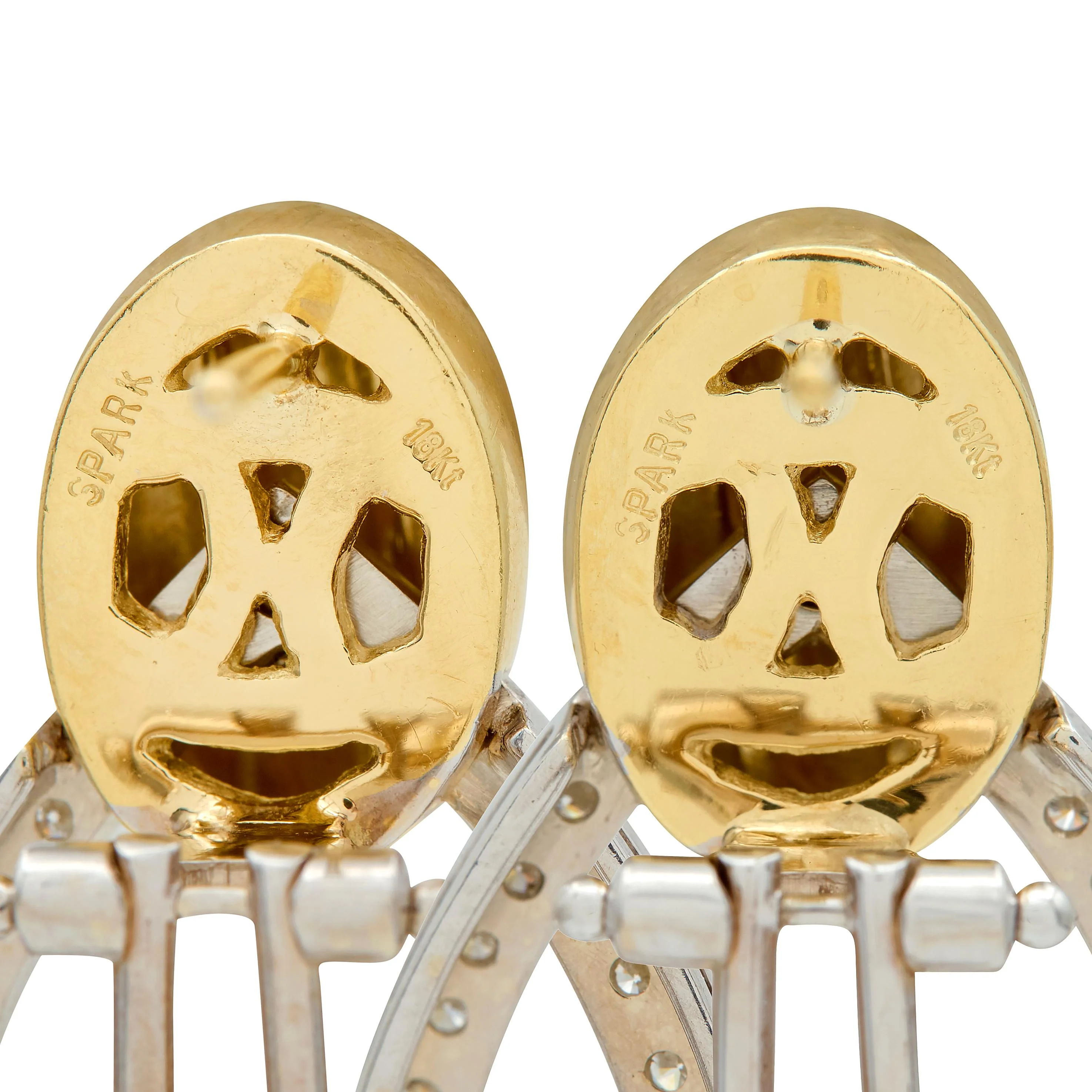 Spark 2000's Diamond 18 Karat Two-Tone Gold Door Knocker Earrings - Image 6