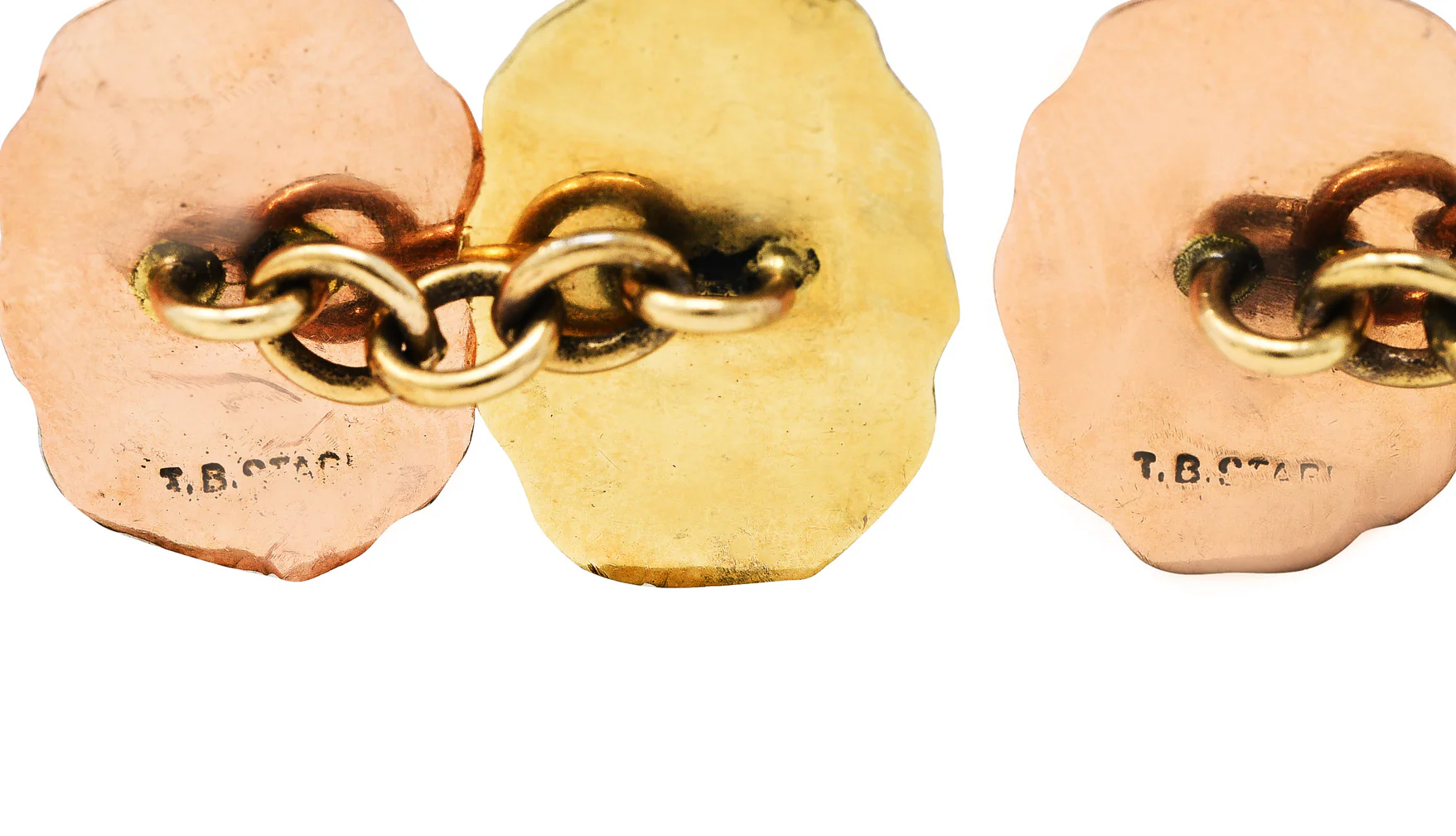 T.B. Starr Art Nouveau 14 Karat Two-Tone Gold Dionysus & Hercules Men's Antique Cufflinks - Image 4