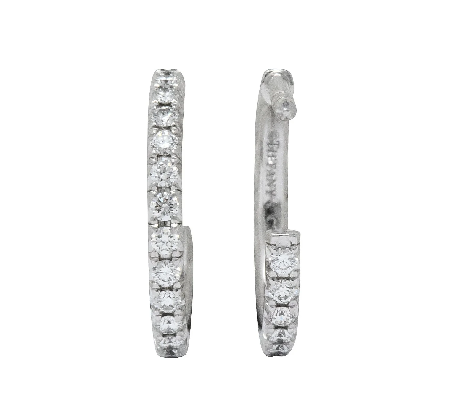 Tiffany & Co. 0.50 CTW Diamond 18 White Gold Hoop Earrings - Image 3