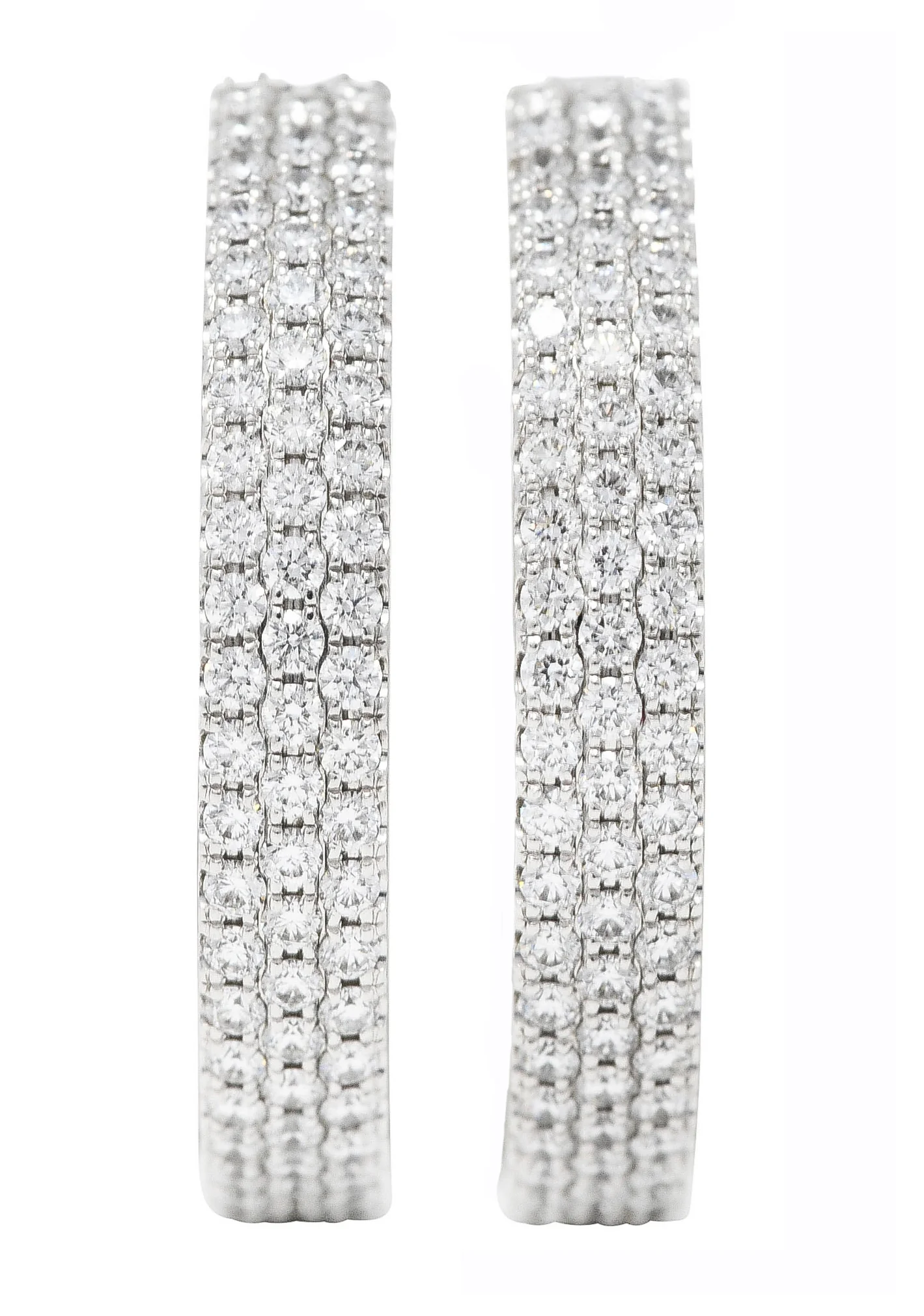 Tiffany & Co. 1.00 CTW Pave Diamond 18 Karat White Gold 19 MM Half Hoop Metro Earrings