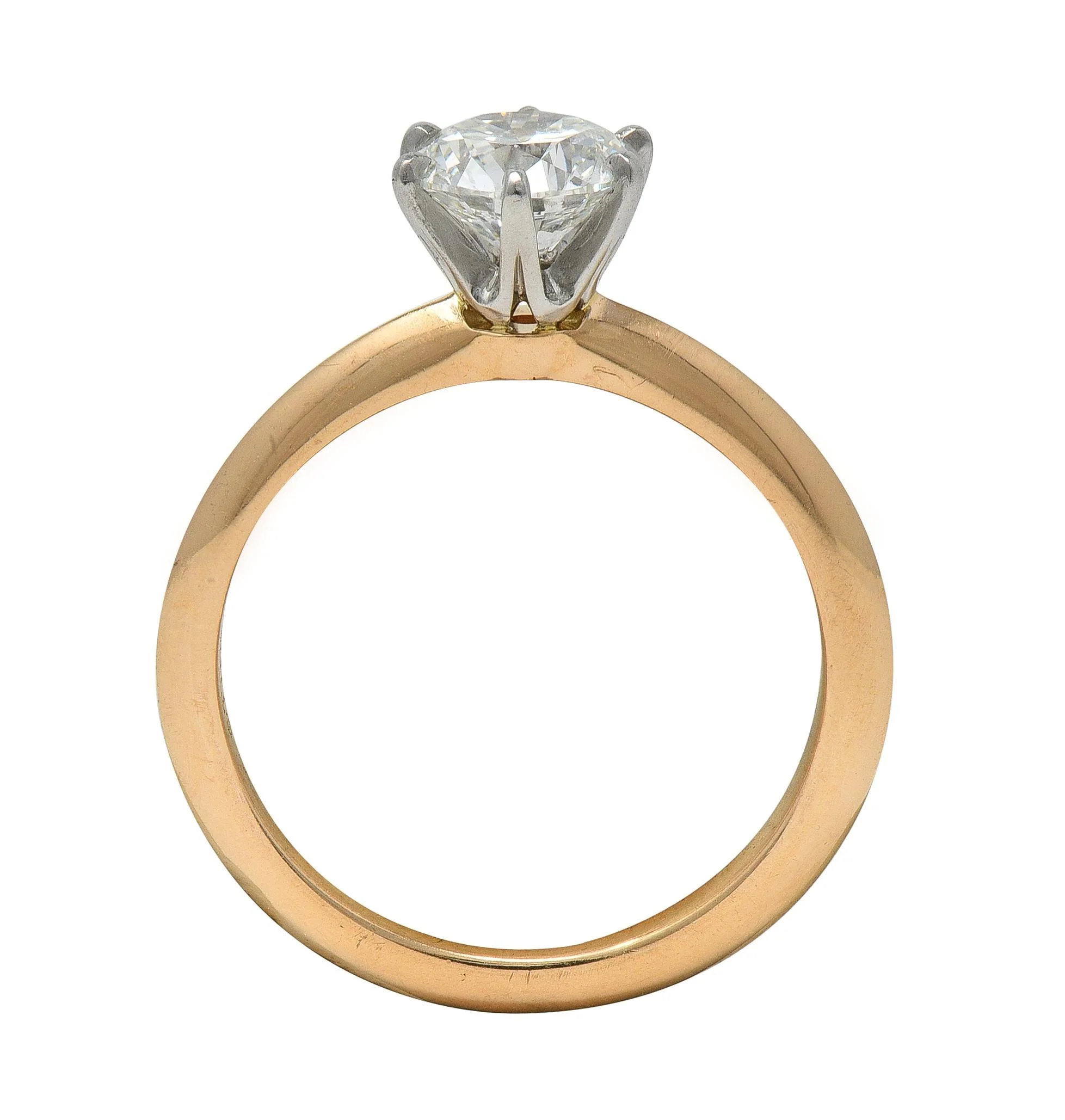 Tiffany & Co. 1.01 CT Diamond Platinum 18 Karat Yellow Gold Solitaire Engagement Ring GIA - Image 10