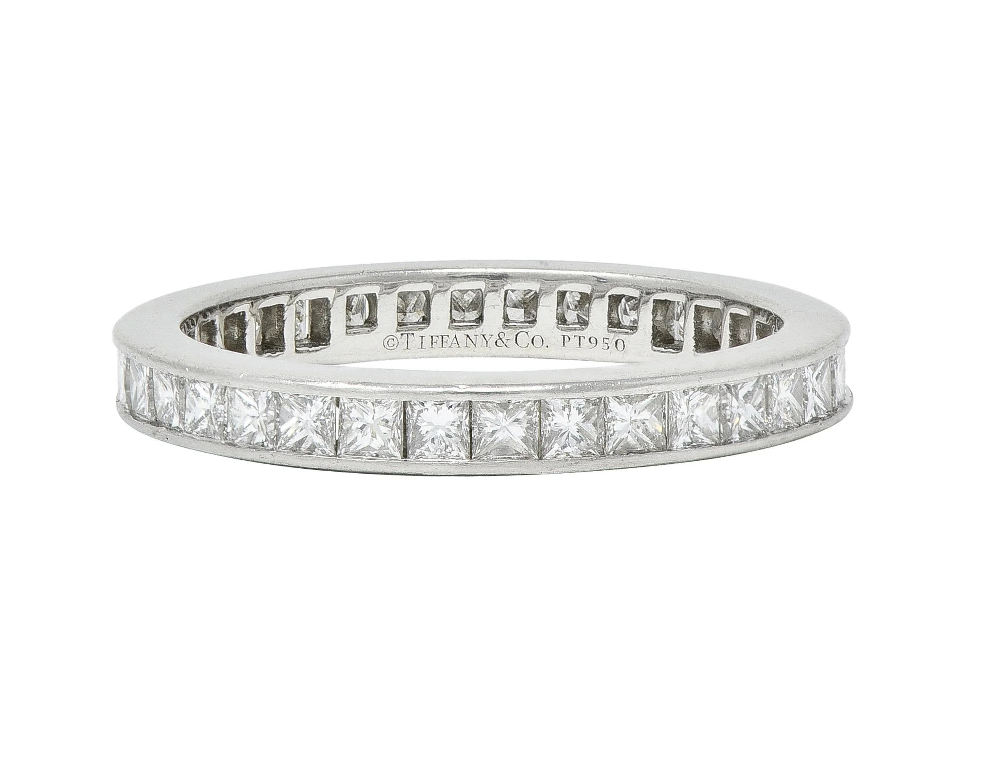 Tiffany & Co. 1.26 CTW Princess Cut Diamond Platinum Eternity Channel Band Ring - Image 3