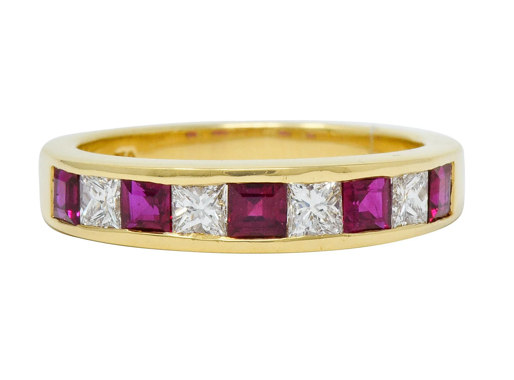 Tiffany & Co. 1.30 CTW Ruby Diamond 18 Karat Gold Channel Band Circa 1990