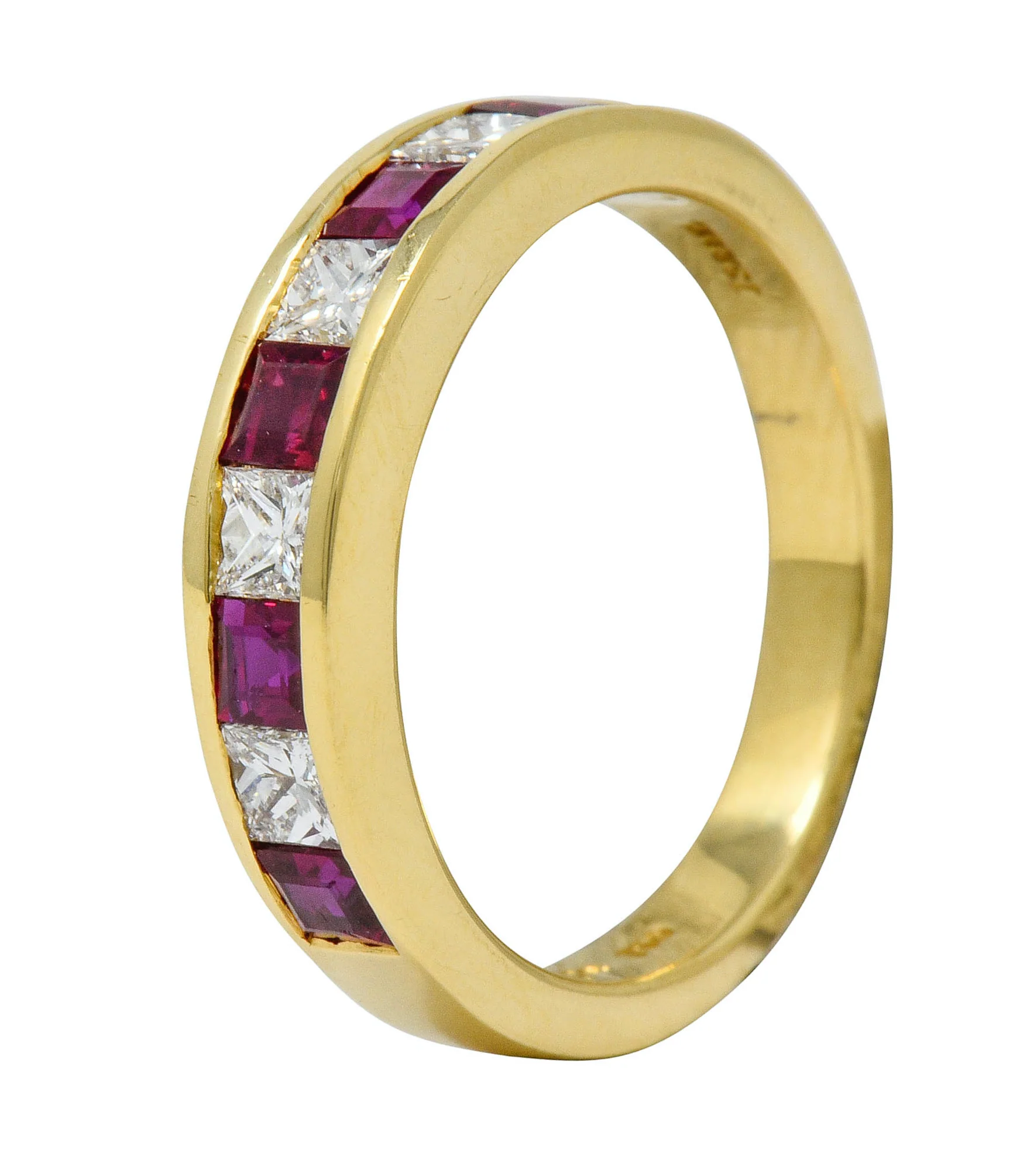 Tiffany & Co. 1.30 CTW Ruby Diamond 18 Karat Gold Channel Band Circa 1990 - Image 10