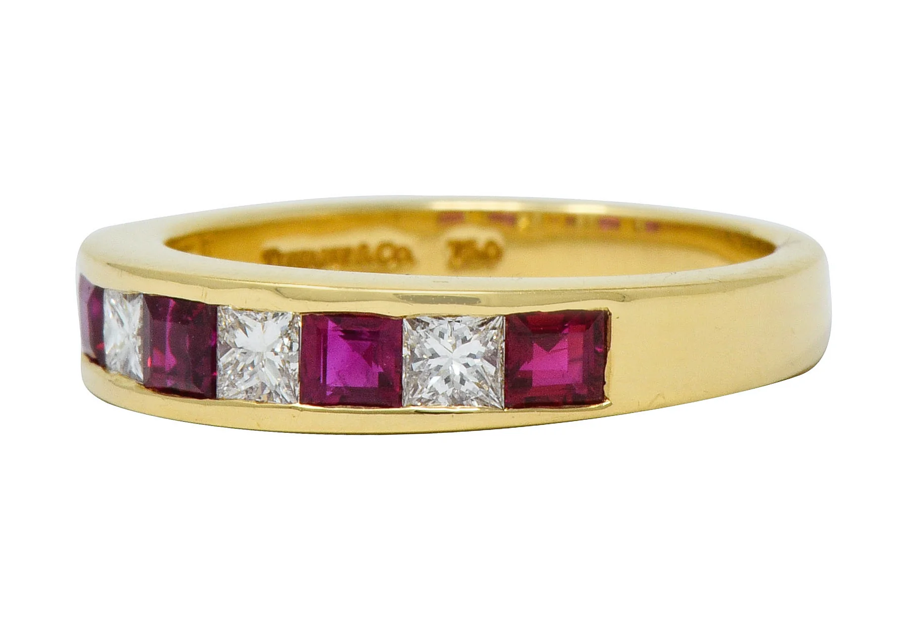 Tiffany & Co. 1.30 CTW Ruby Diamond 18 Karat Gold Channel Band Circa 1990 - Image 6