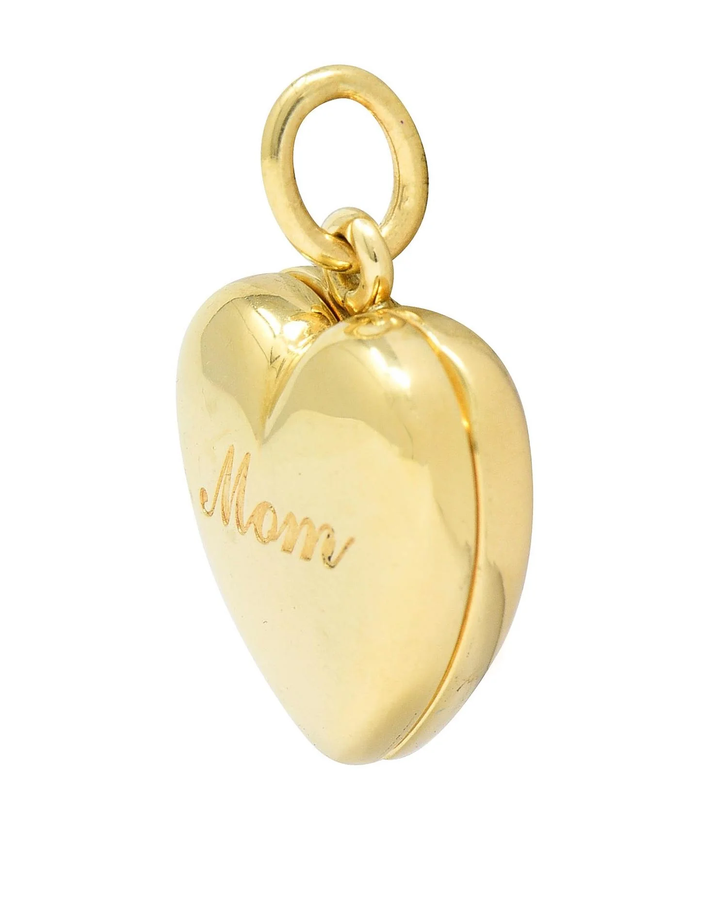 Tiffany & Co. 14 Karat Yellow Gold Mom Heart Locket Pendant - Image 3