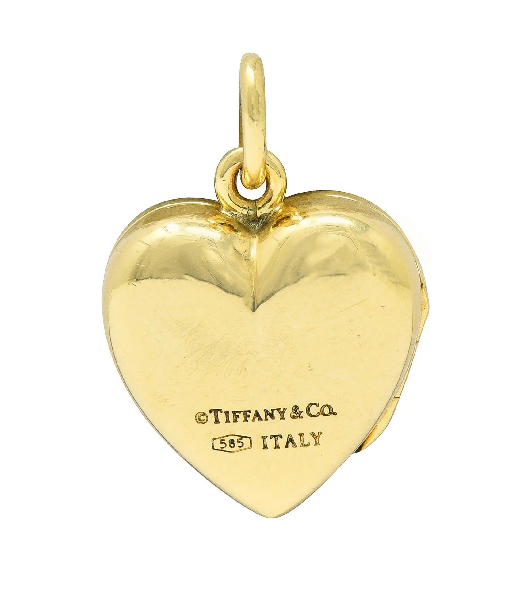 Tiffany & Co. 14 Karat Yellow Gold Mom Heart Locket Pendant - Image 4