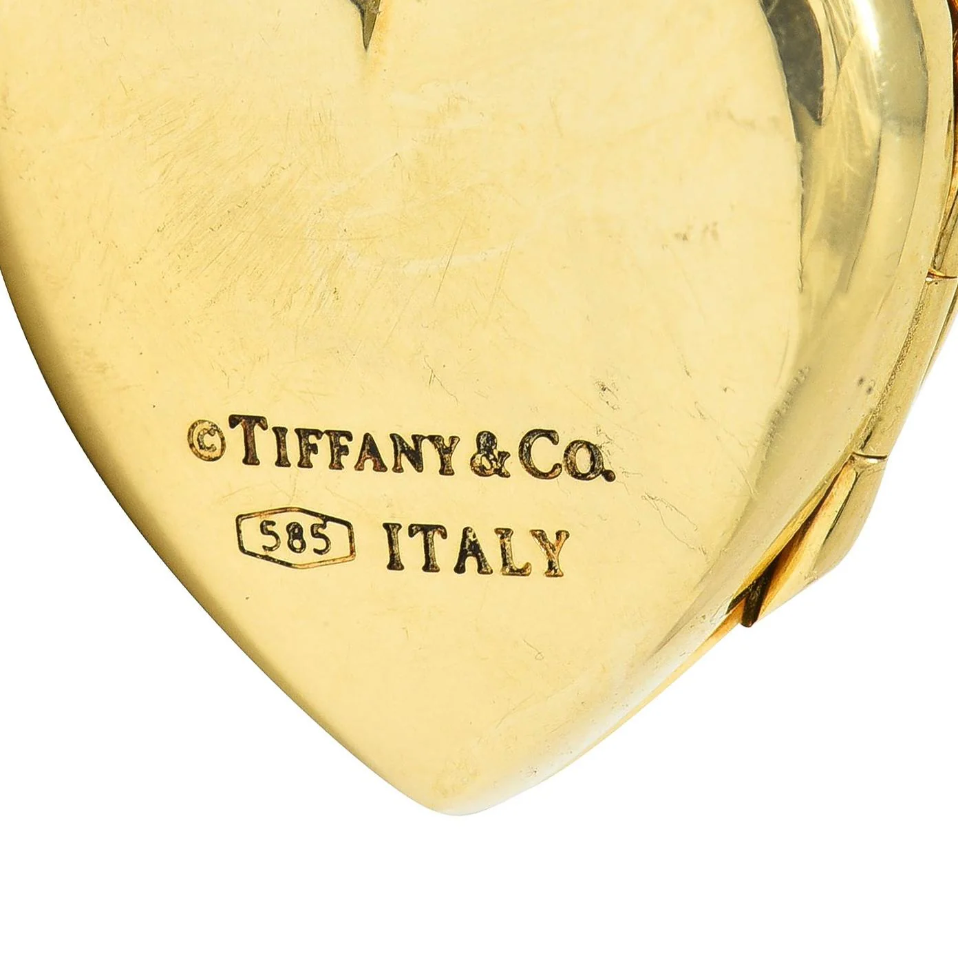 Tiffany & Co. 14 Karat Yellow Gold Mom Heart Locket Pendant - Image 6