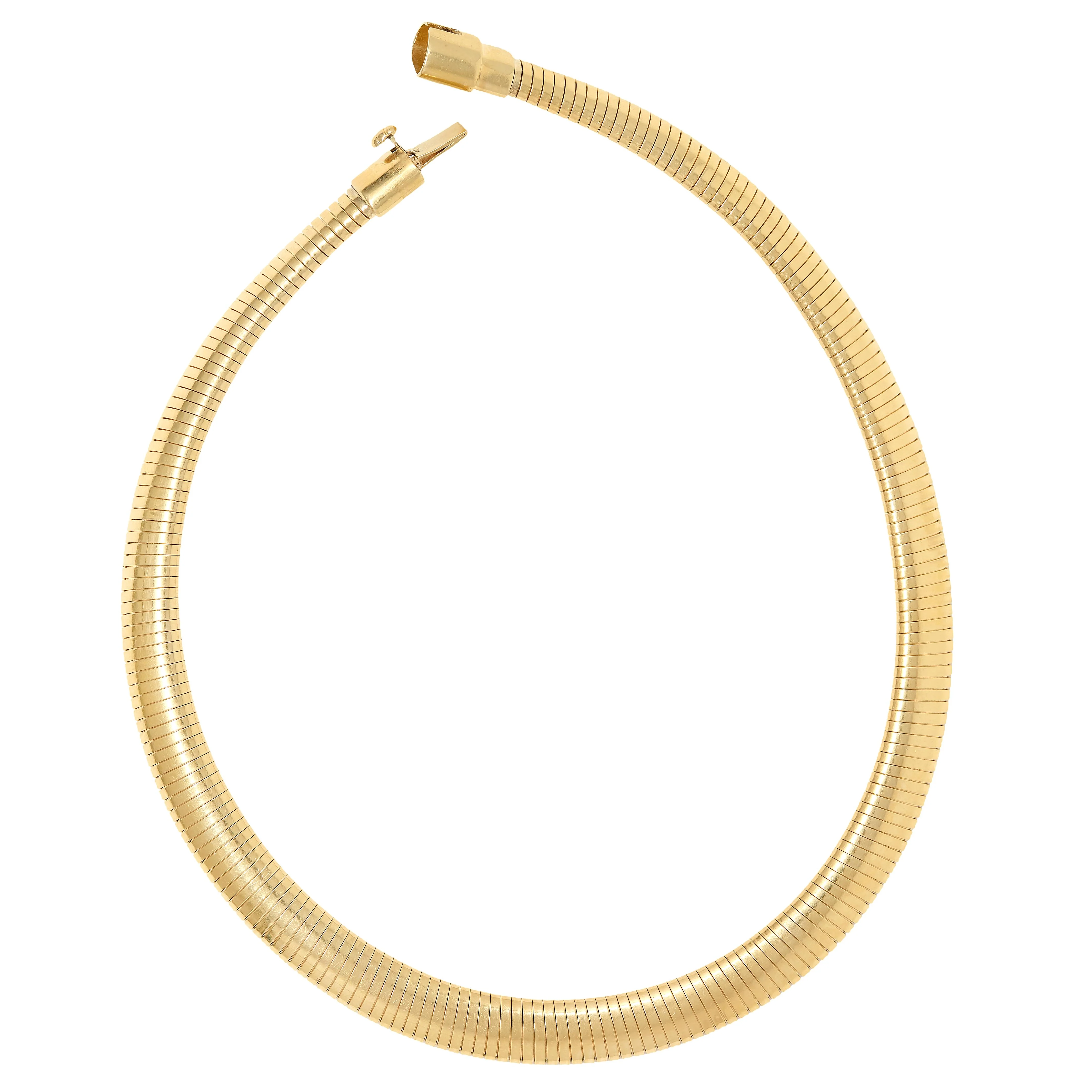 Tiffany & Co. 1960's 14 Karat Yellow Gold Vintage Tubogas Collar Necklace - Image 3