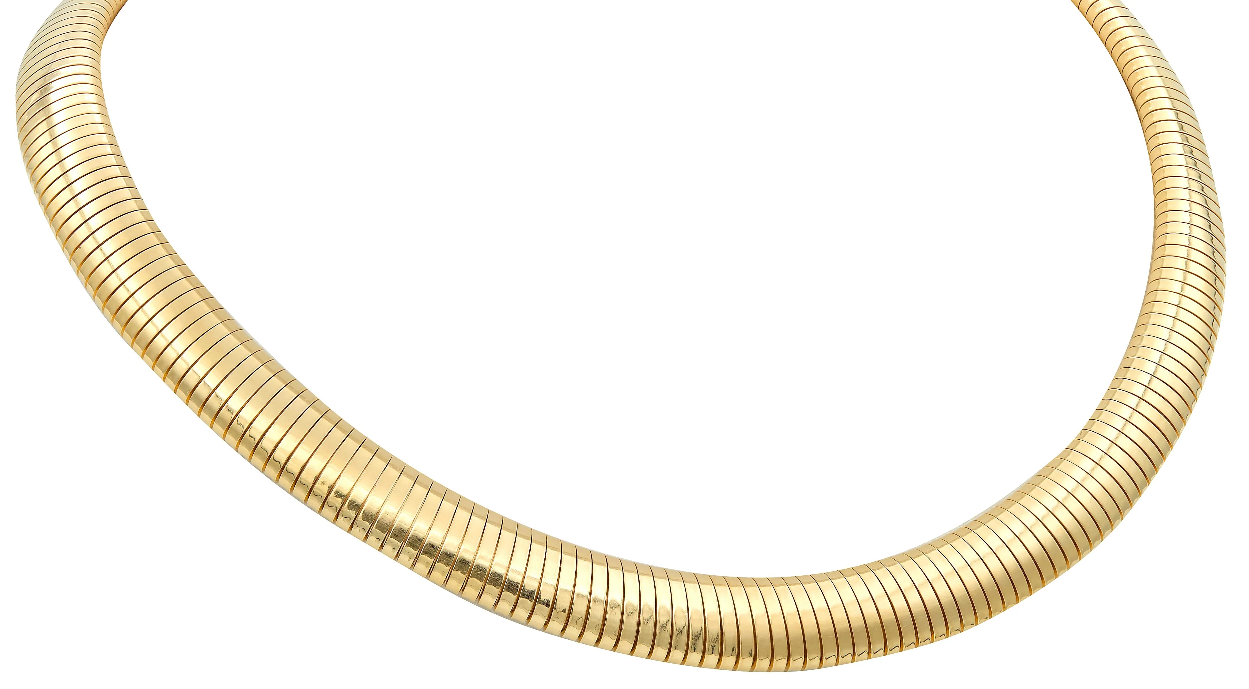 Tiffany & Co. 1960's 14 Karat Yellow Gold Vintage Tubogas Collar Necklace - Image 4