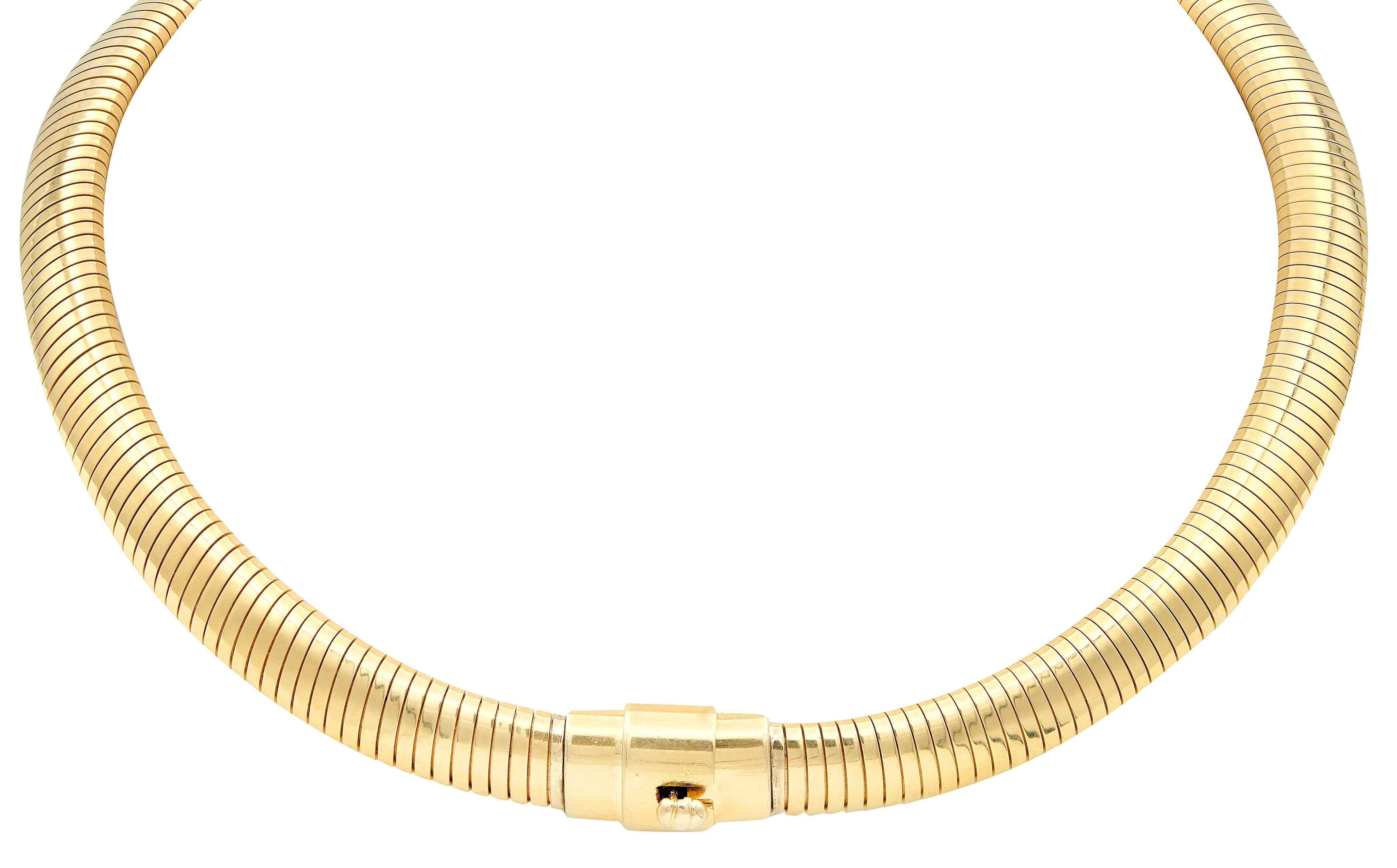 Tiffany & Co. 1960's 14 Karat Yellow Gold Vintage Tubogas Collar Necklace - Image 5