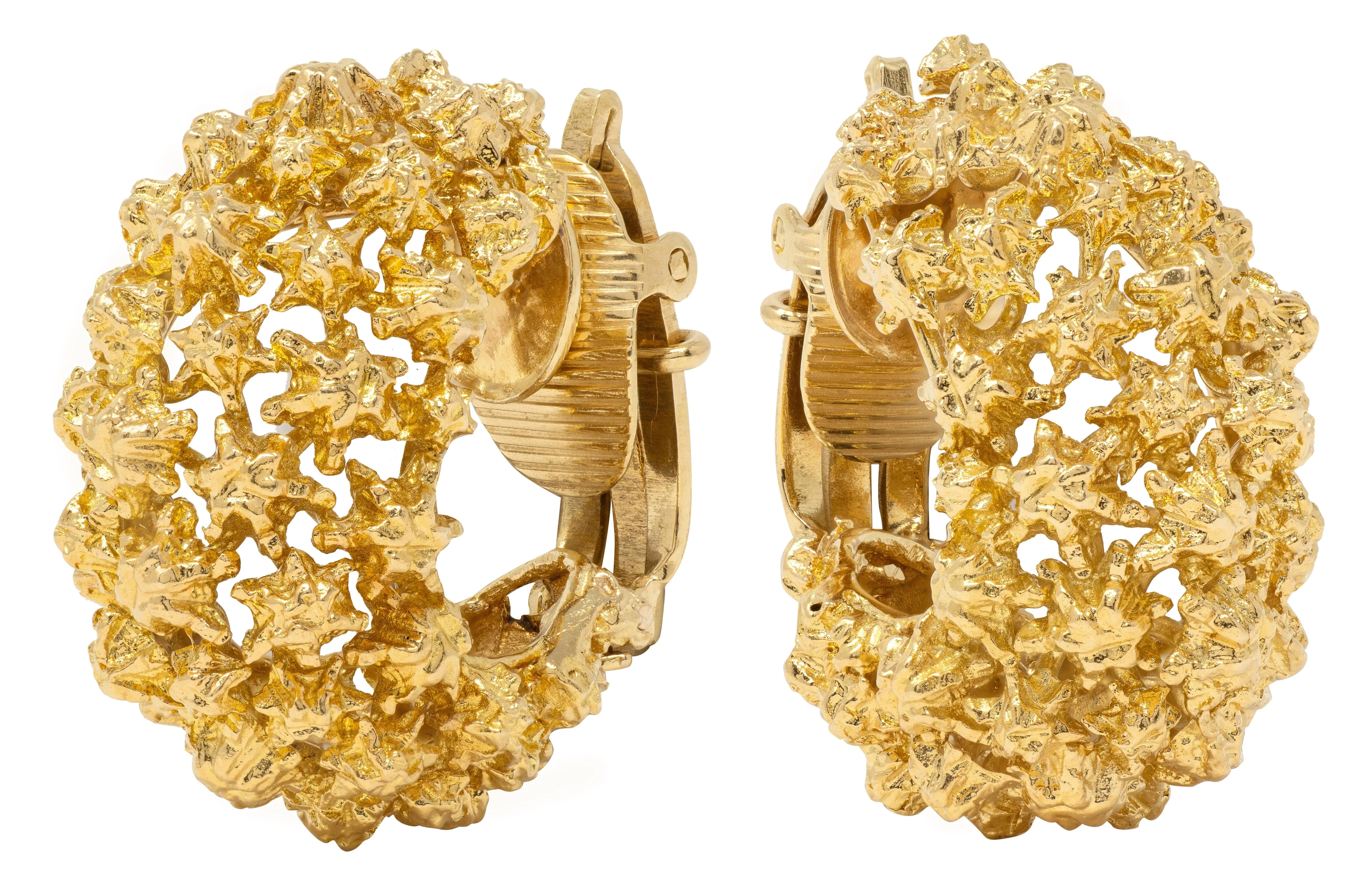 Tiffany & Co. 1960's 18 Karat Yellow Gold Vintage Brutalist J-Hoop Earrings - Image 3