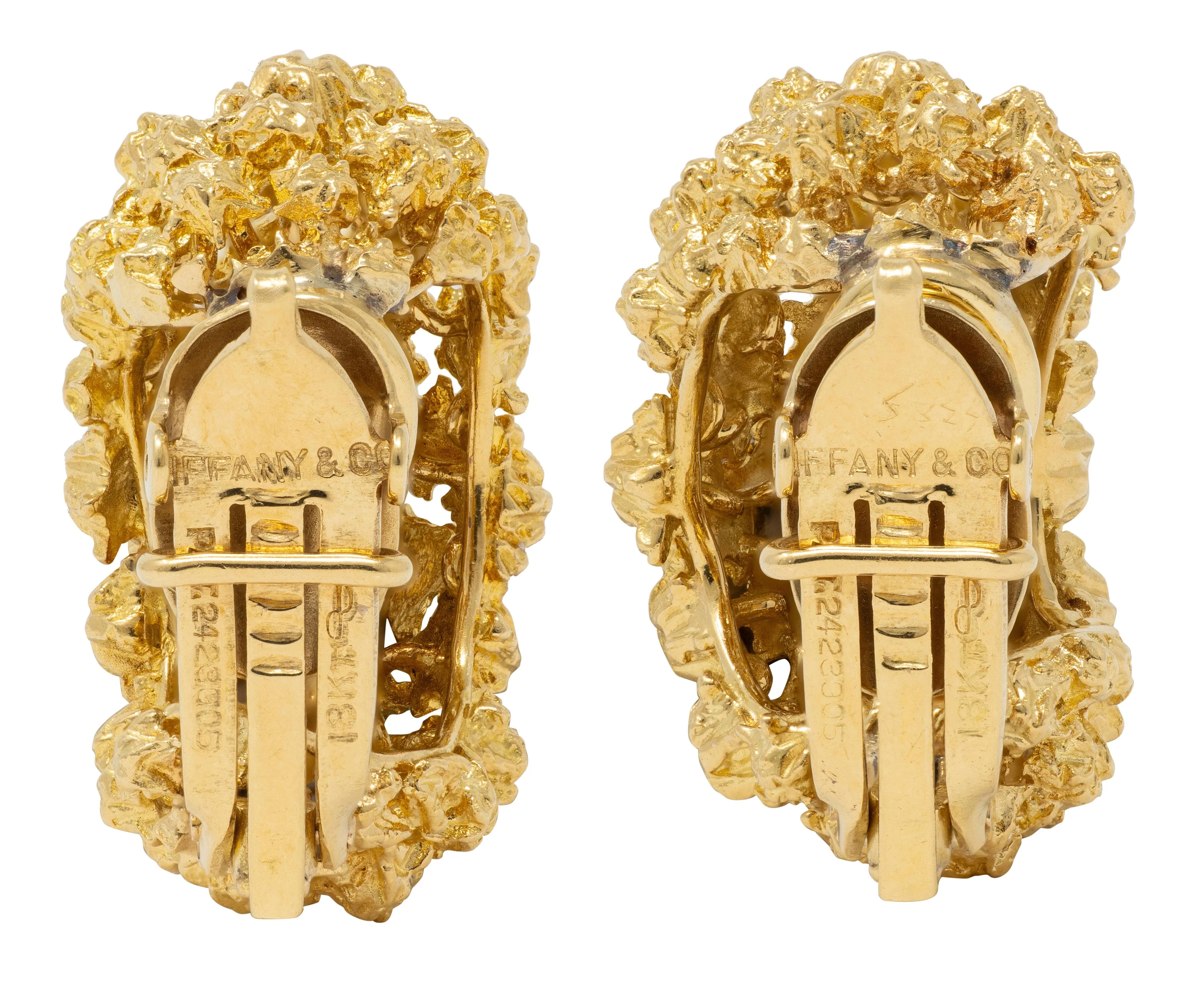 Tiffany & Co. 1960's 18 Karat Yellow Gold Vintage Brutalist J-Hoop Earrings - Image 5