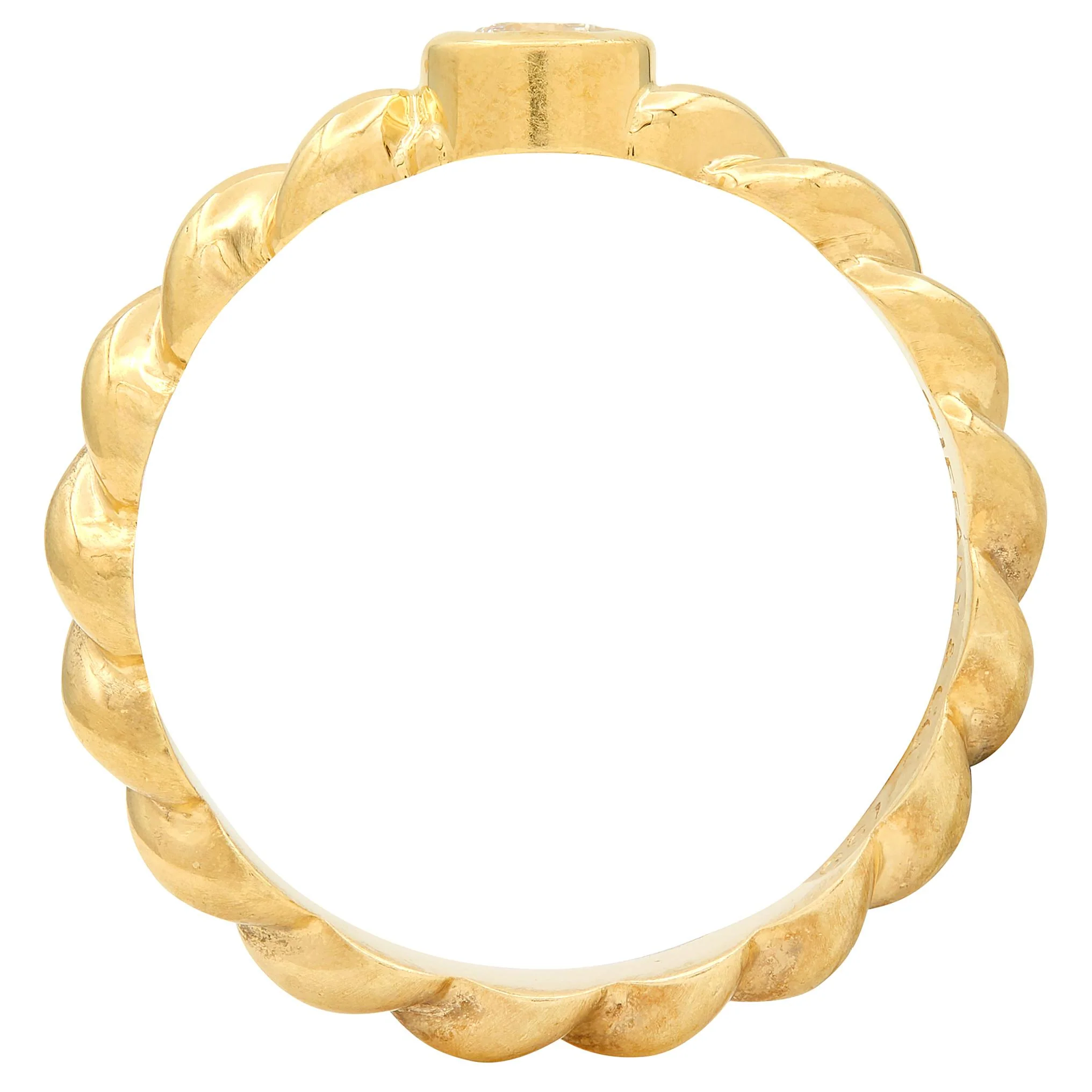 Tiffany & Co. 1990's Diamond 18 Karat Yellow Gold Vintage Twisted Rope Band Ring - Image 5