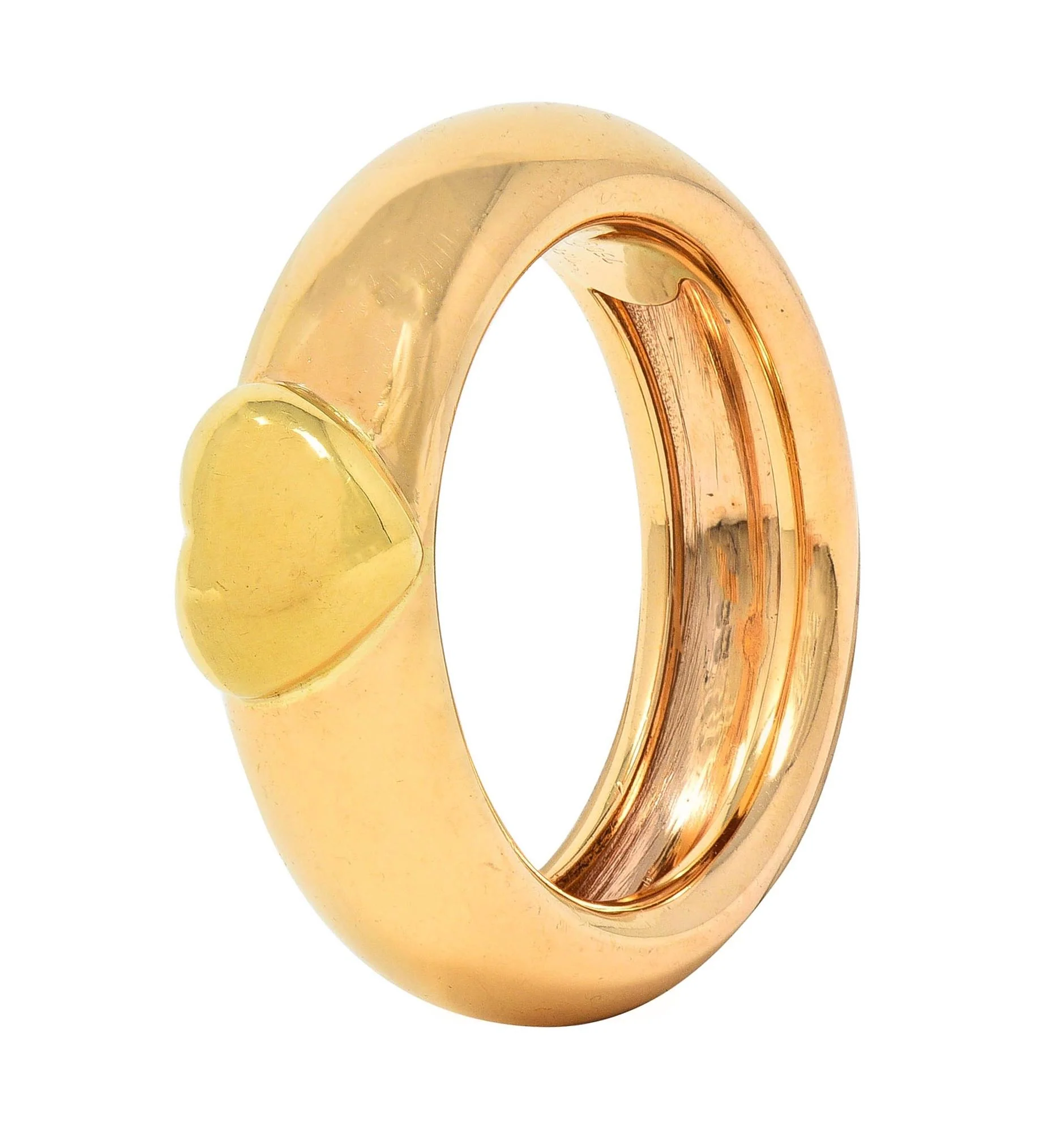 Tiffany & Co. 1993 18 Karat Two-Tone Gold Vintage Friendship Heart Band Ring - Image 2