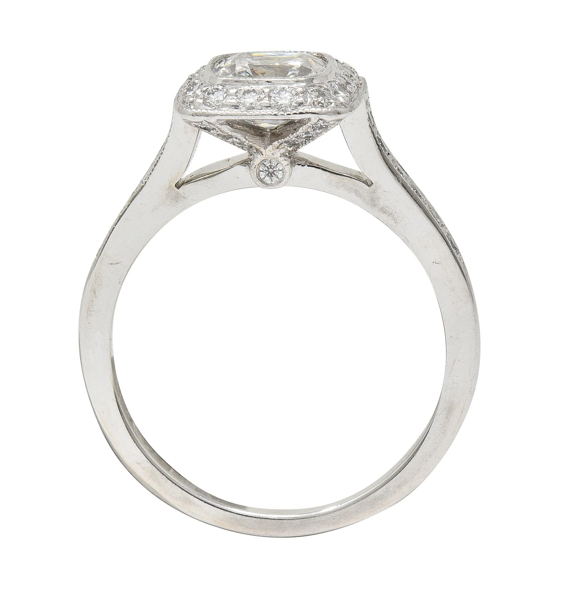 Tiffany & Co 2008 1.41 CTW Cushion Diamond Platinum Legacy Halo Engagement Ring - Image 13