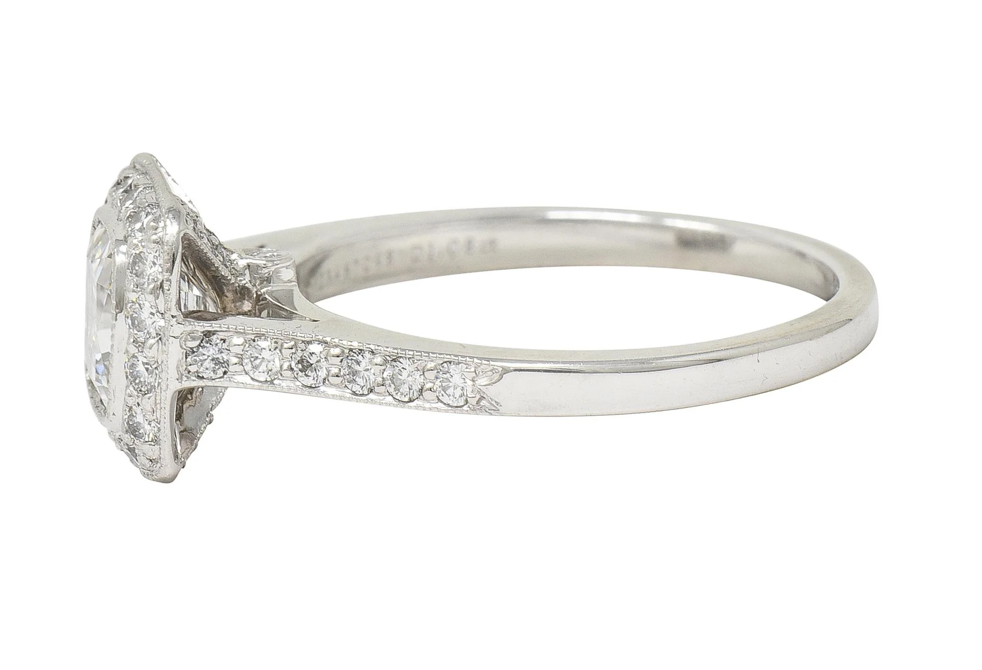 Tiffany & Co 2008 1.41 CTW Cushion Diamond Platinum Legacy Halo Engagement Ring - Image 8