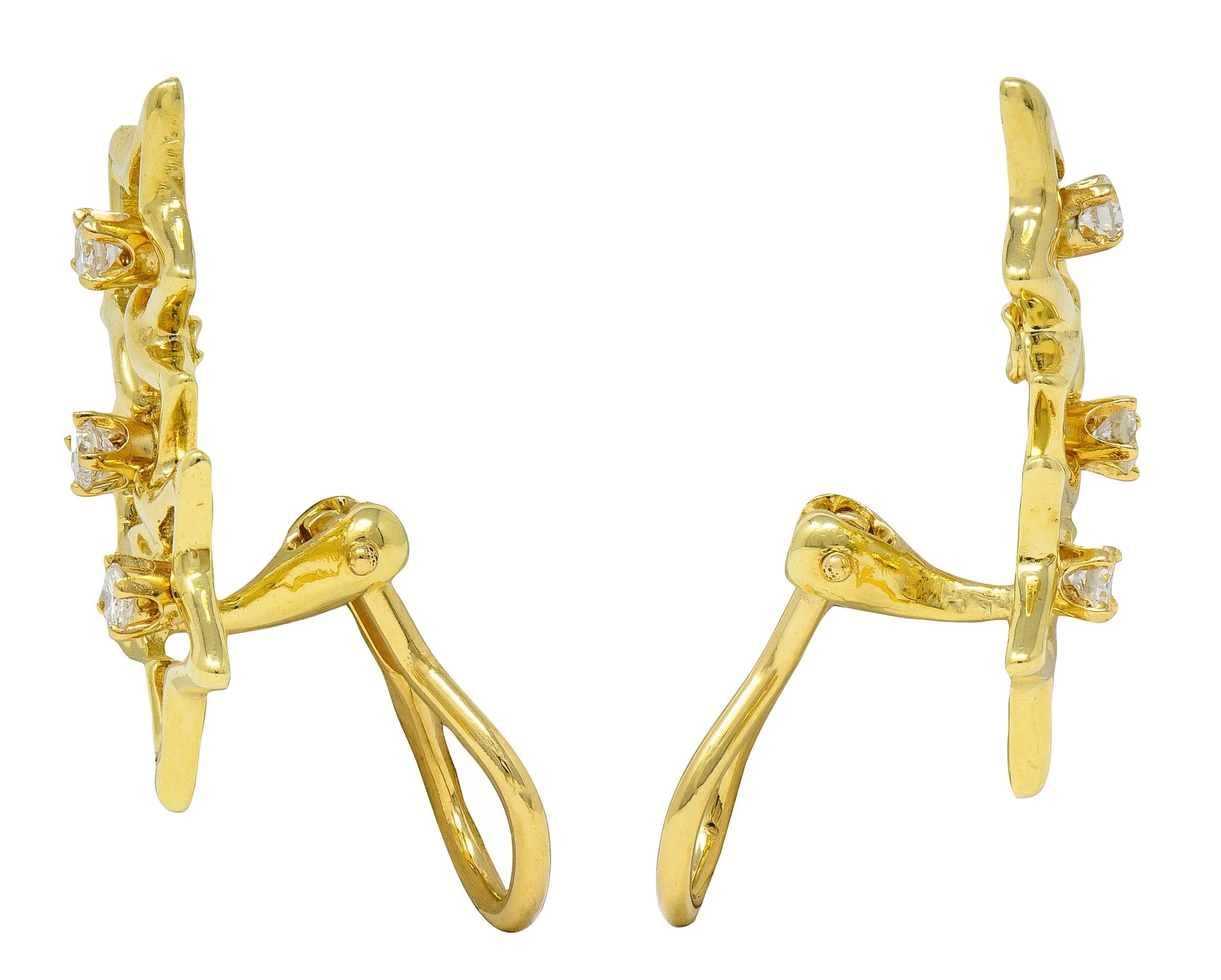 Tiffany & Co. 2010's Diamond 18 Karat Yellow Gold Triple Star Ear-Clip Earrings - Image 5