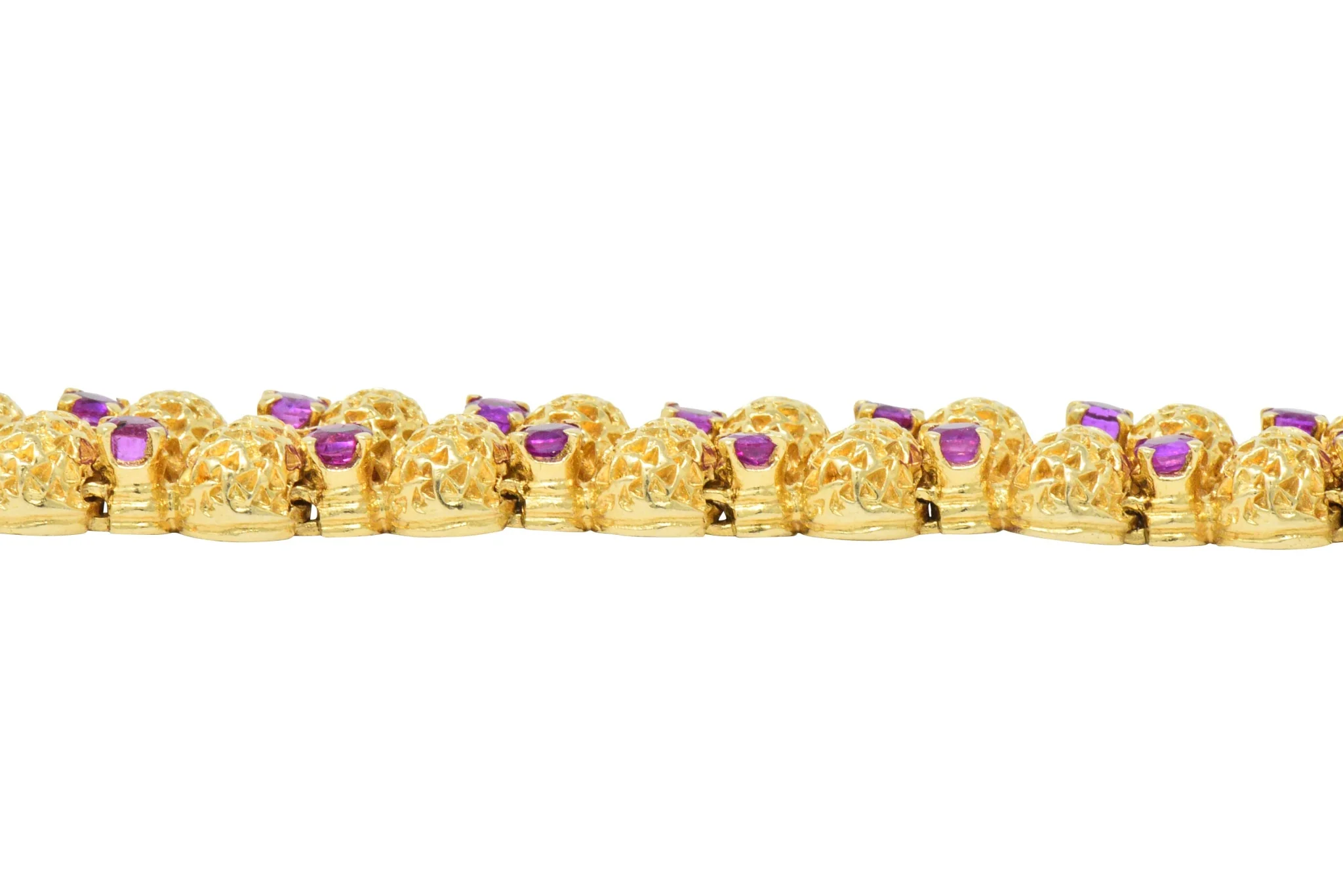 Tiffany & Co. 4.56 CTW Ruby 18 Karat Gold Textured Link Bracelet - Image 5