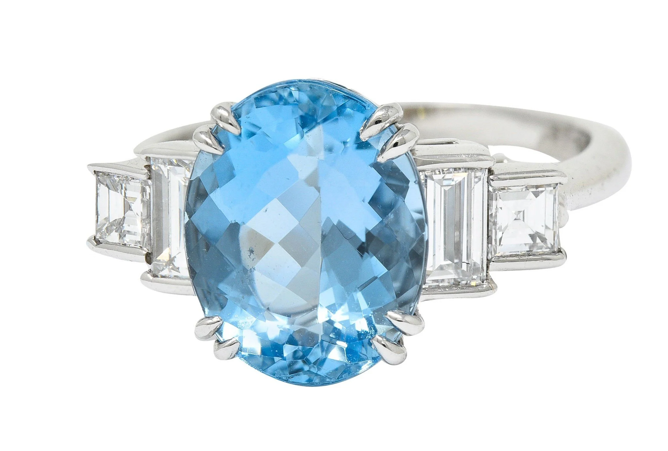 Tiffany & Co. 4.75 CTW Aquamarine Diamond Platinum Statement Ring