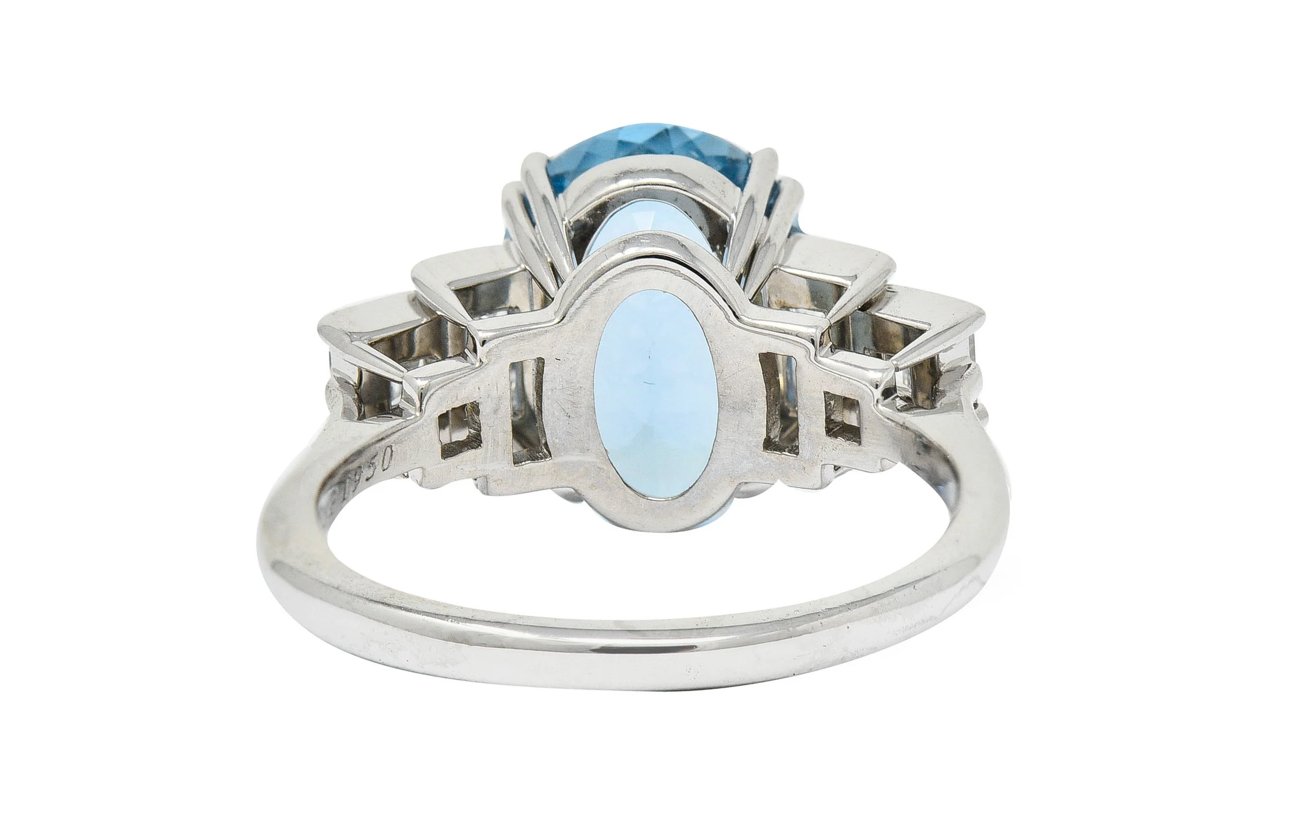 Tiffany & Co. 4.75 CTW Aquamarine Diamond Platinum Statement Ring - Image 4